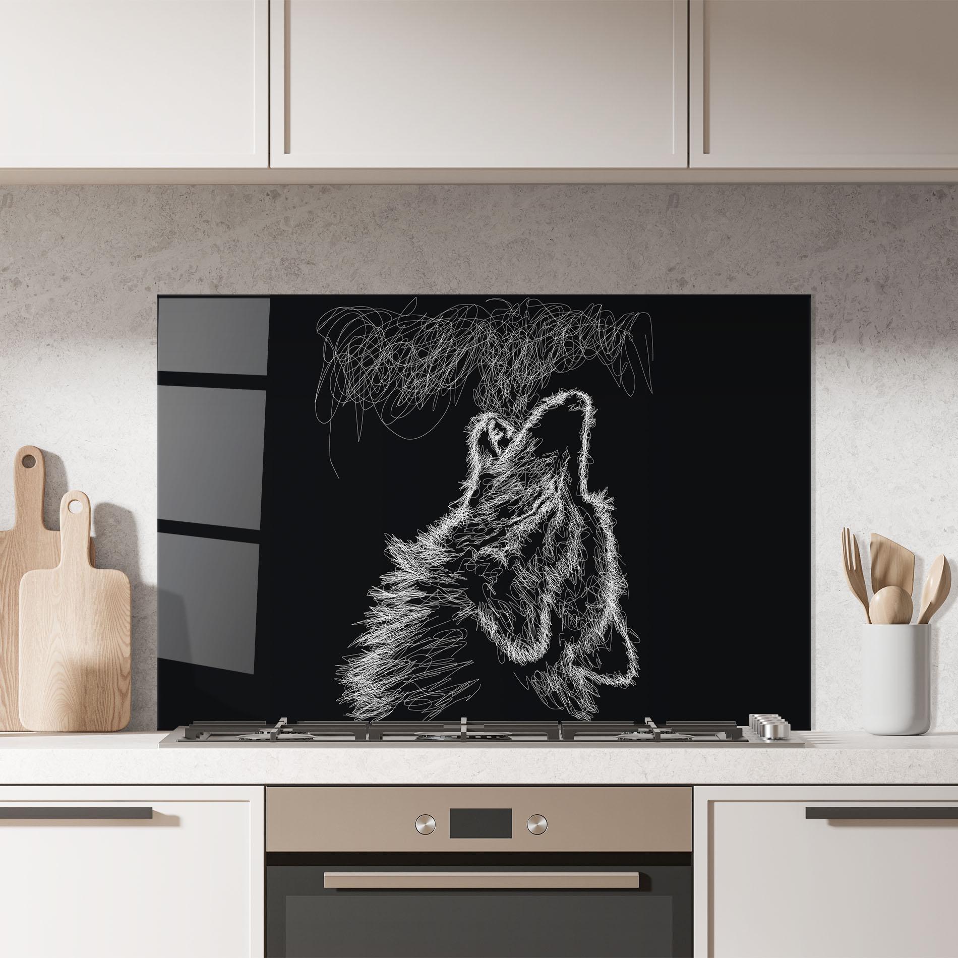 Стъклен панел за кухня Wolf White Line mockup 7