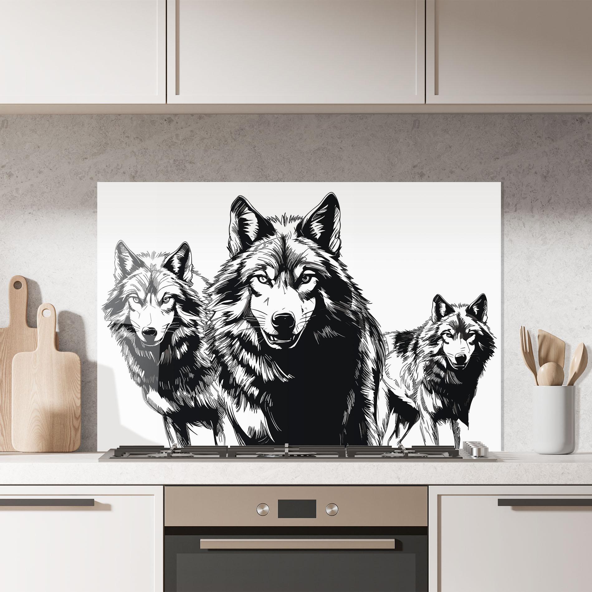 Стъклен панел за кухня Wolves mockup 7