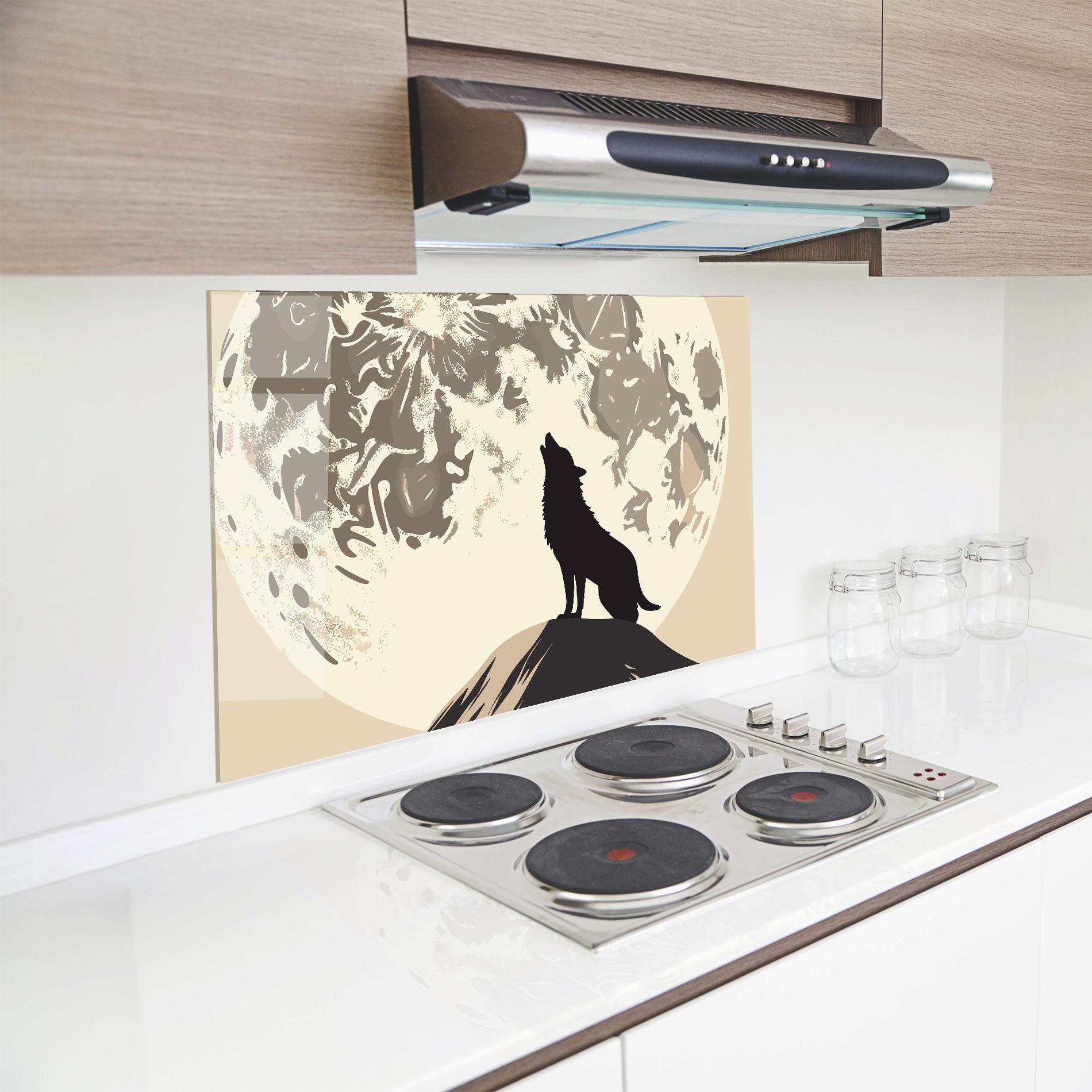 Стъклен панел за кухня Cream Moon Wolf mockup 8