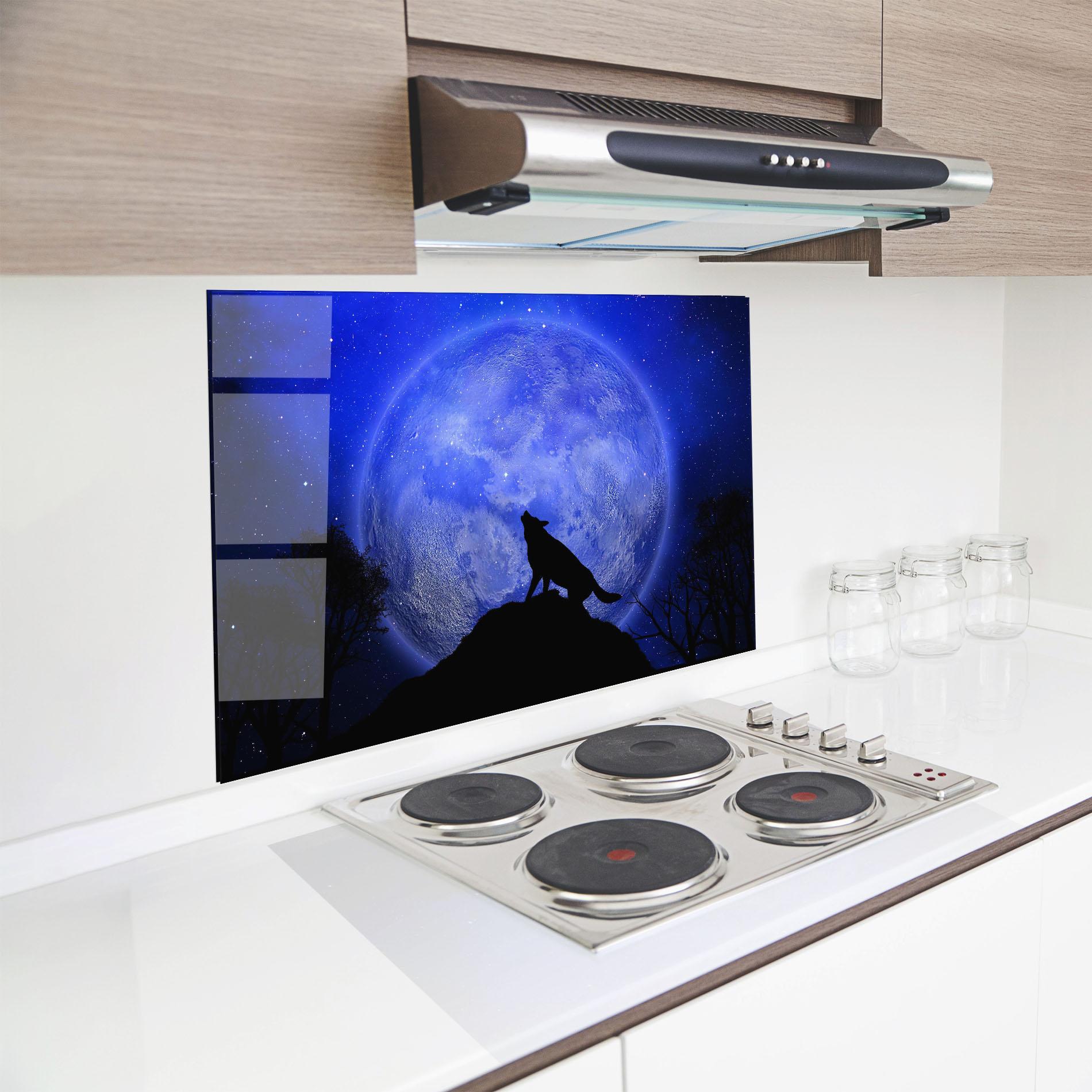 Стъклен панел за кухня Wolf Howling mockup 8