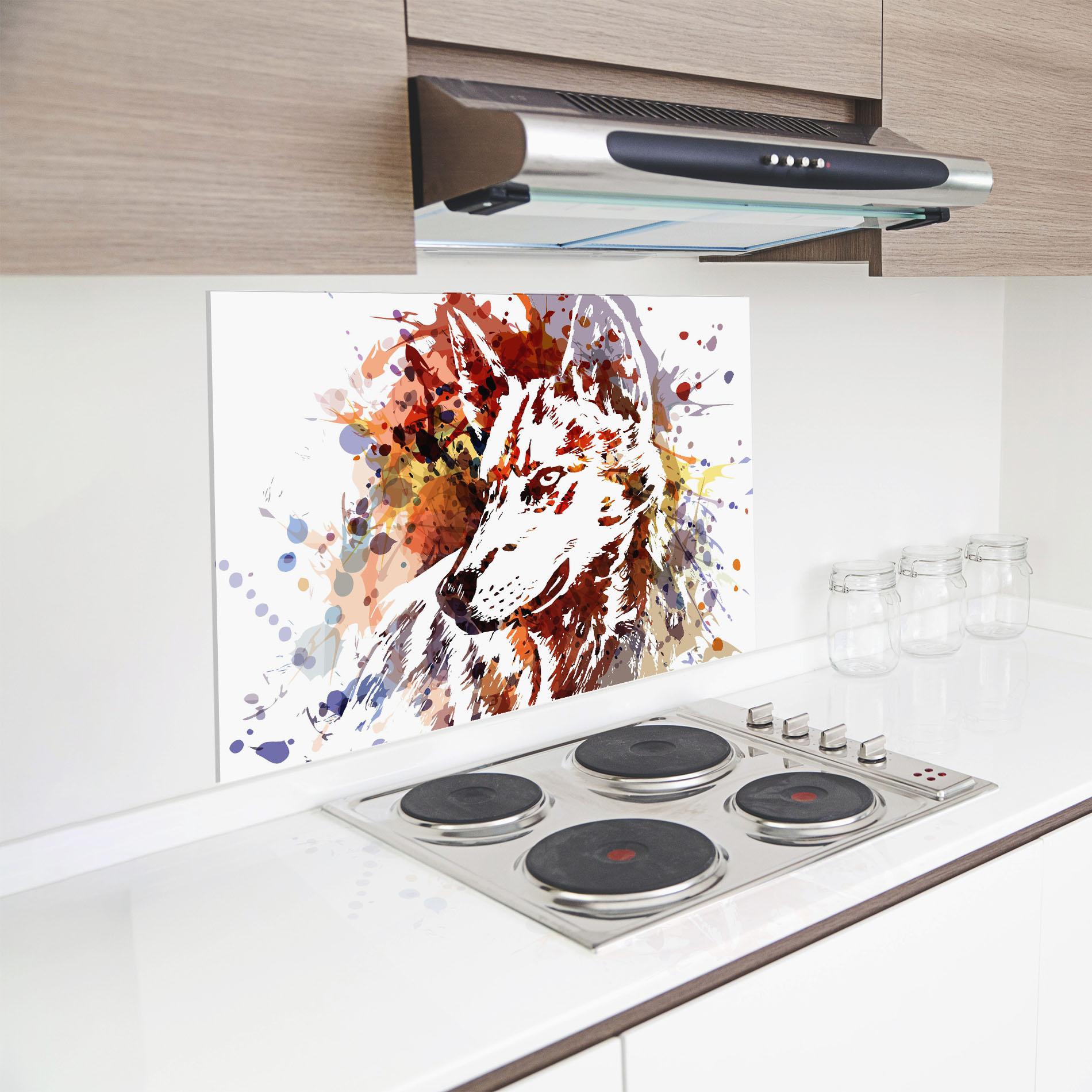 Стъклен панел за кухня Wolf Splash mockup 8