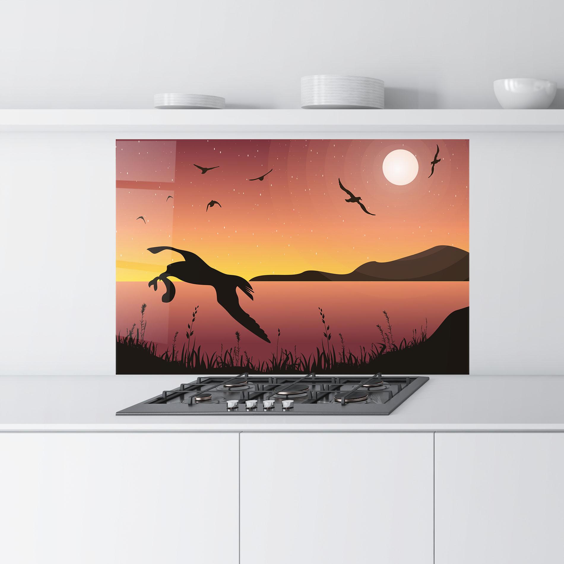 Стъклен панел за кухня Birds Fishing mockup 9