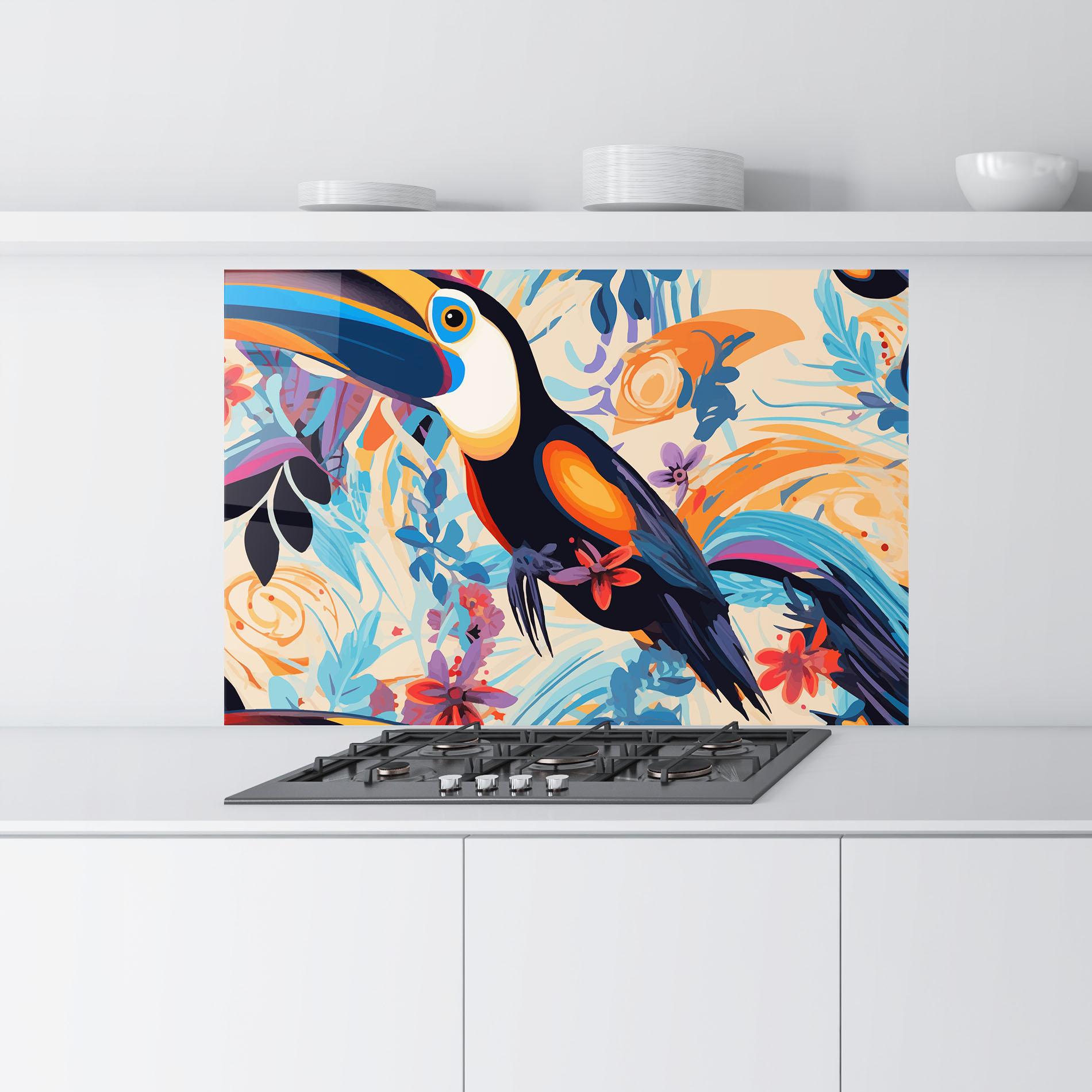Стъклен панел за кухня Colorful Toucan mockup 9