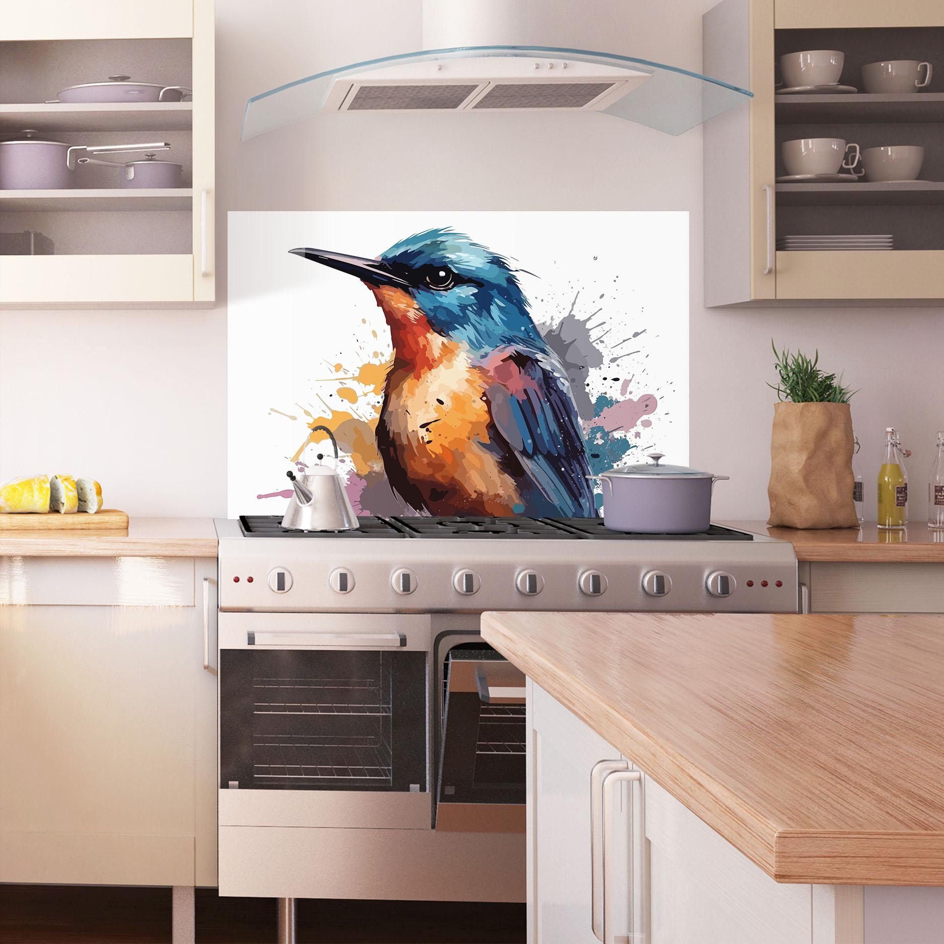 Стъклен панел за кухня Brush Style Bird mockup 1