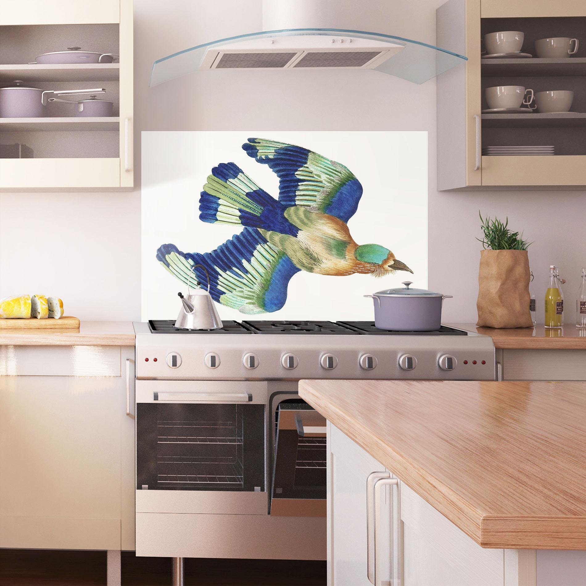 Стъклен панел за кухня Green Blue Bird mockup 1