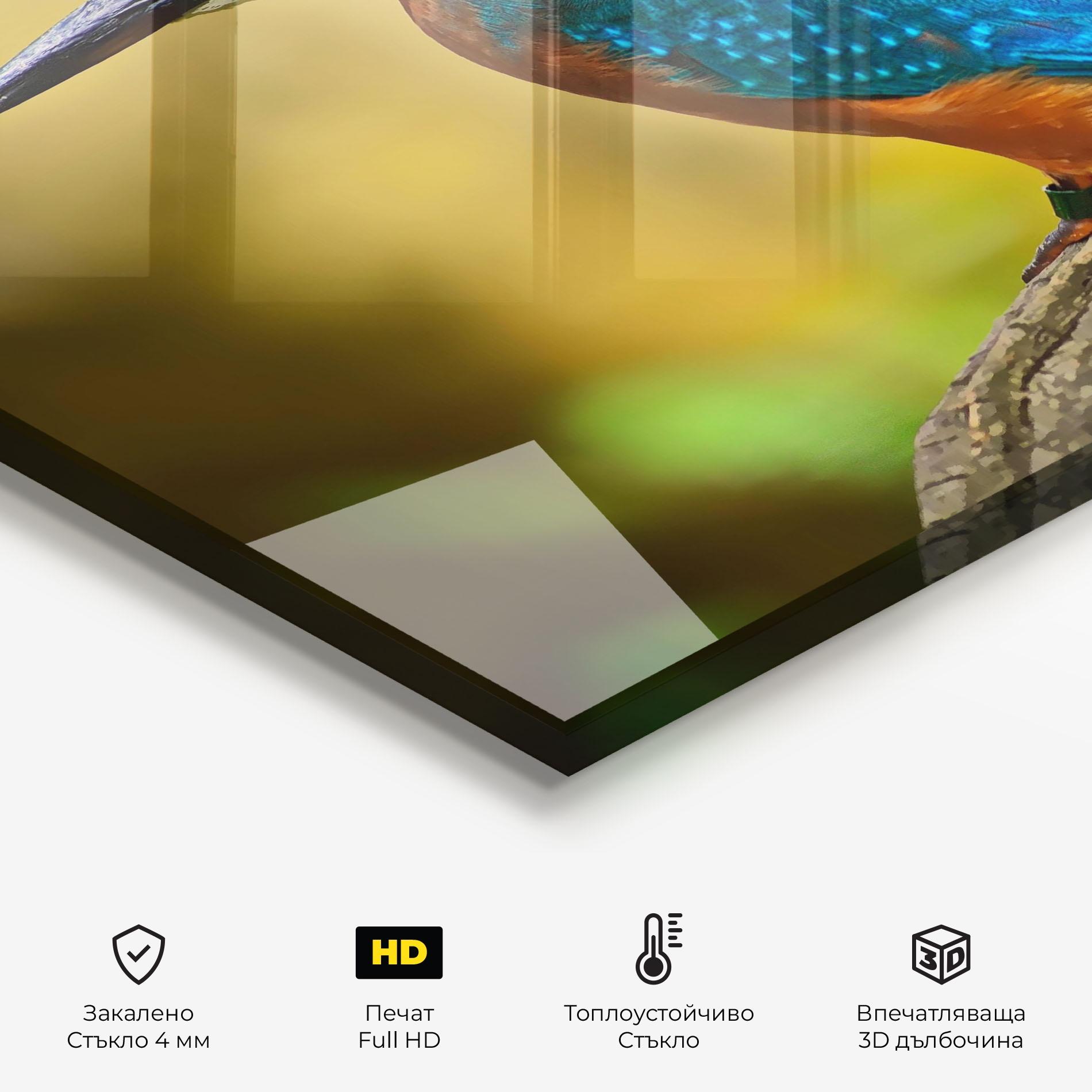 Стъклен панел за кухня Cute Blue Bird mockup 2