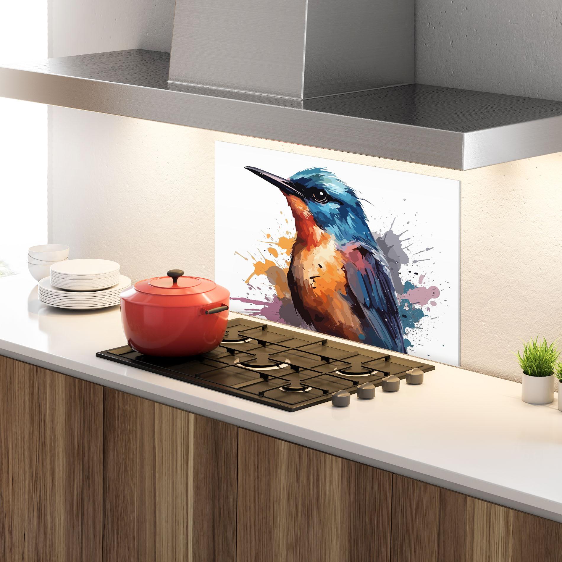 Стъклен панел за кухня Brush Style Bird mockup 4