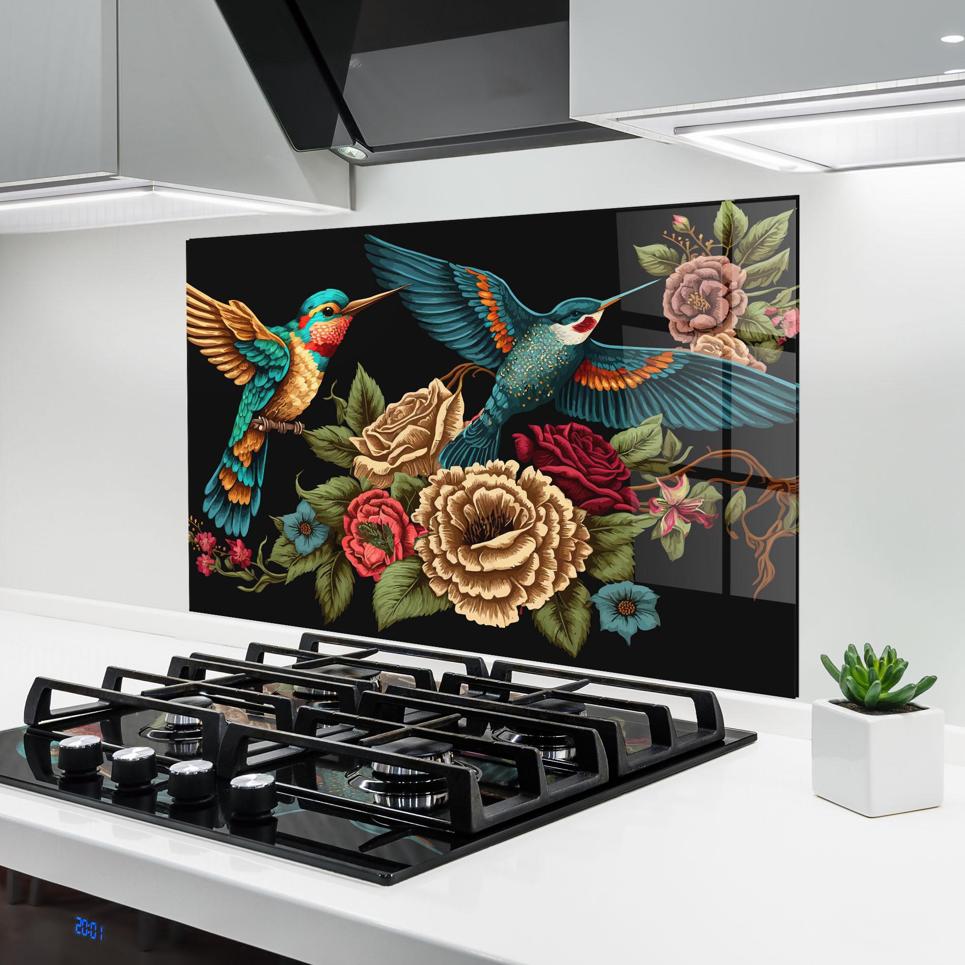 Стъклен панел за кухня Blue Birds mockup 6