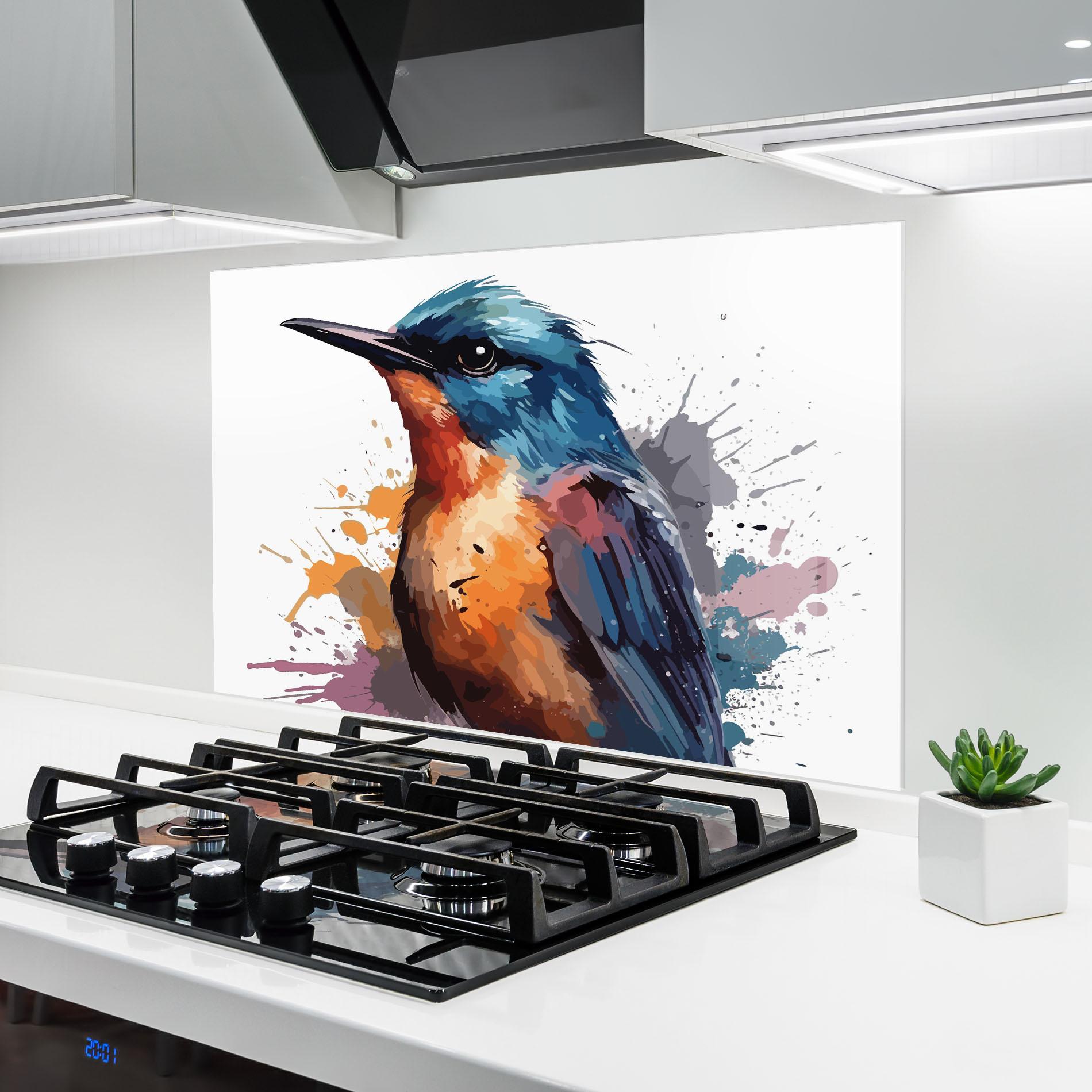 Стъклен панел за кухня Brush Style Bird mockup 6