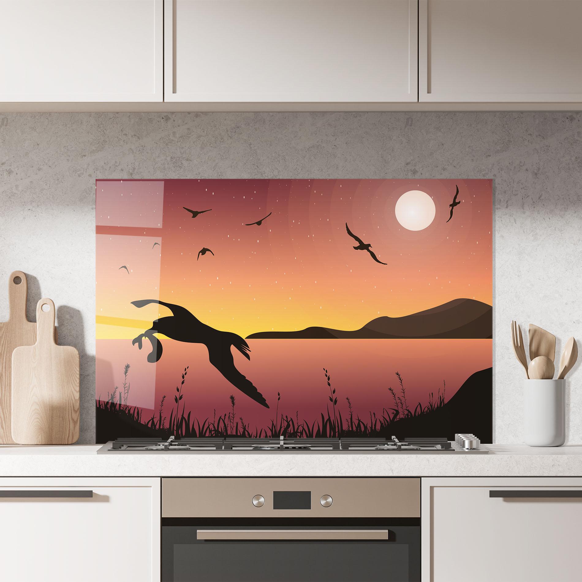 Стъклен панел за кухня Birds Fishing mockup 7