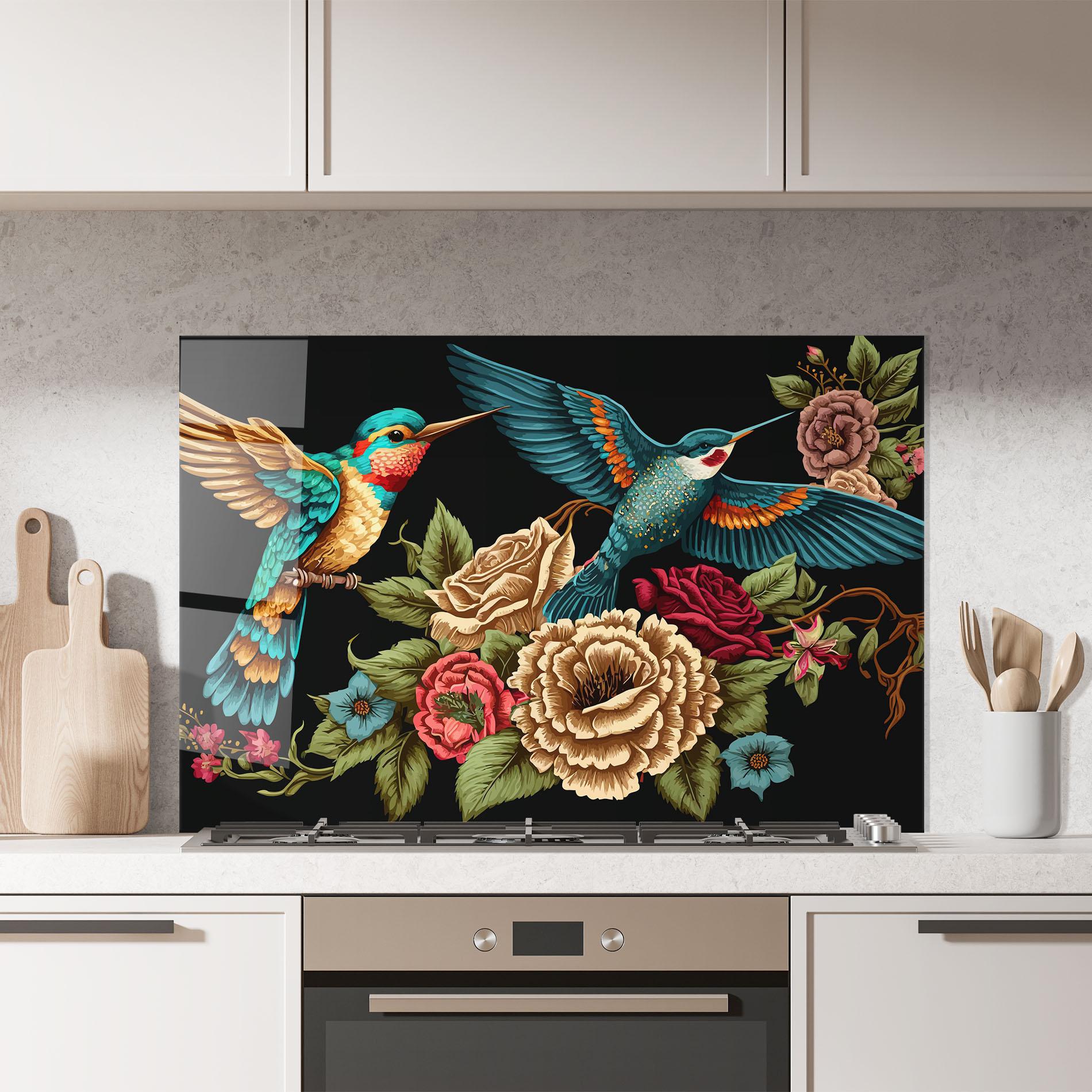 Стъклен панел за кухня Blue Birds mockup 7