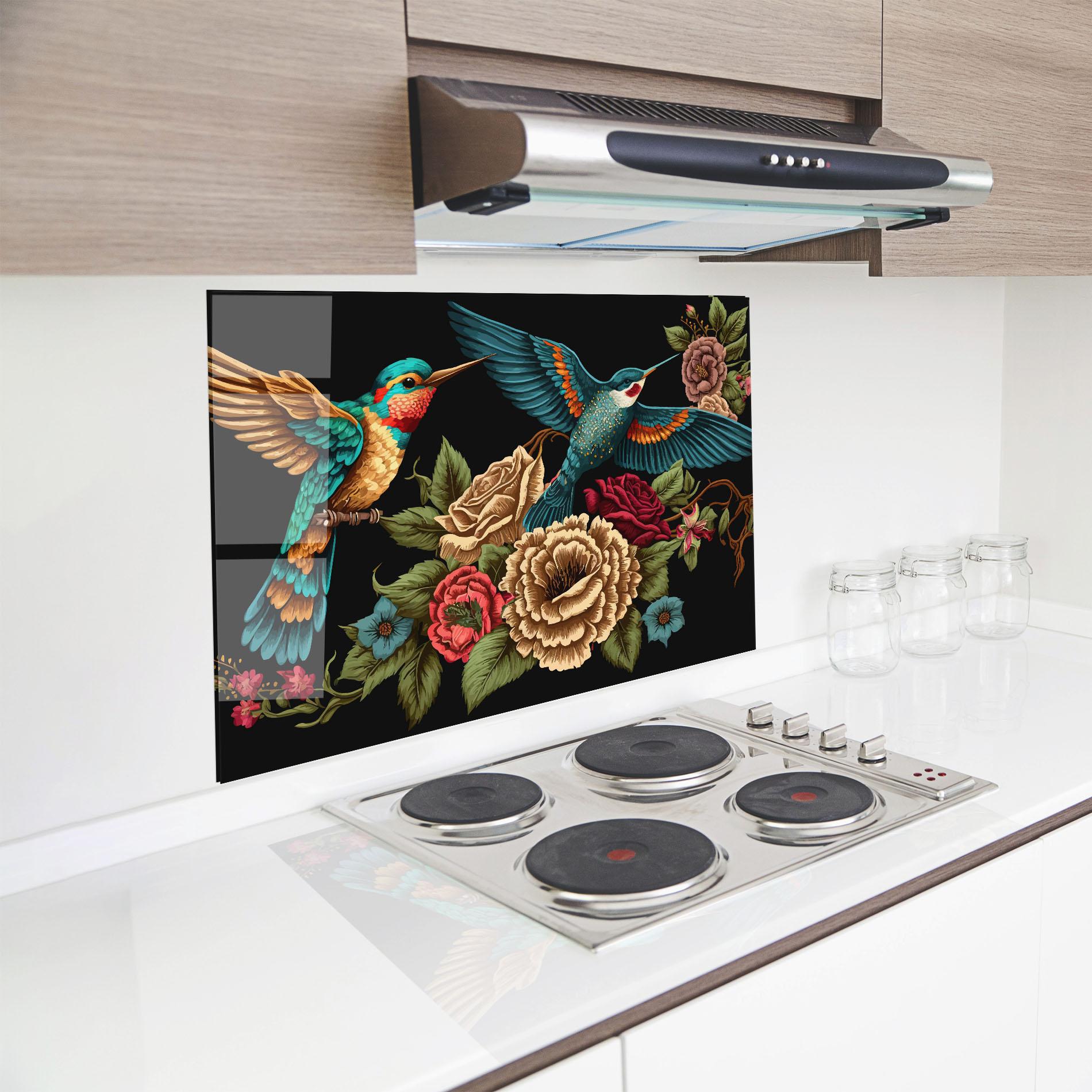 Стъклен панел за кухня Blue Birds mockup 8