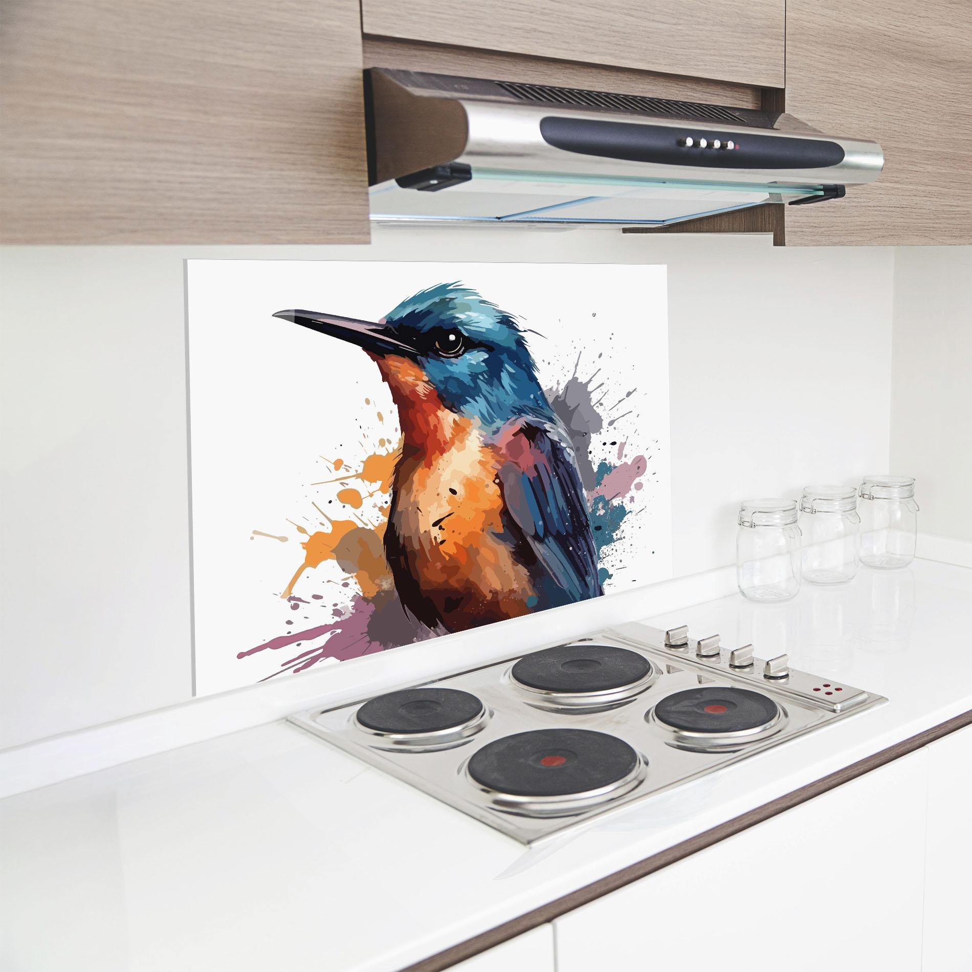 Стъклен панел за кухня Brush Style Bird mockup 8