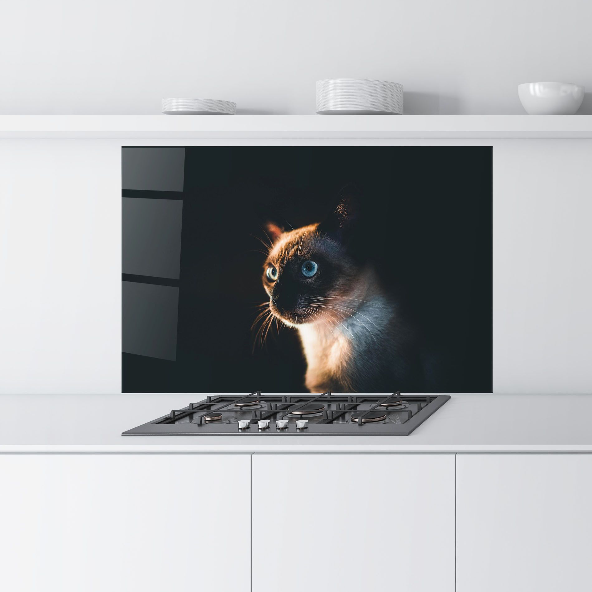 Blue Eyes Cat In Dark mockup 9