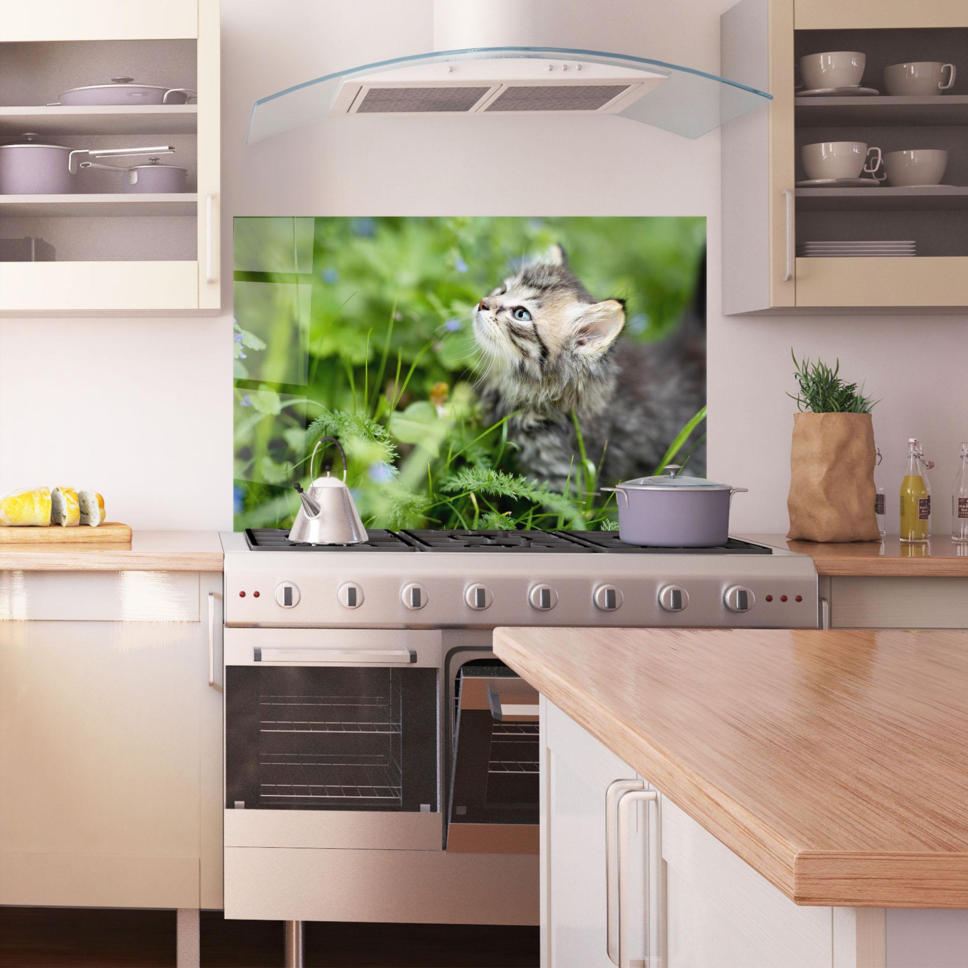 Стъклен панел за кухня Brown Baby Cat mockup 1