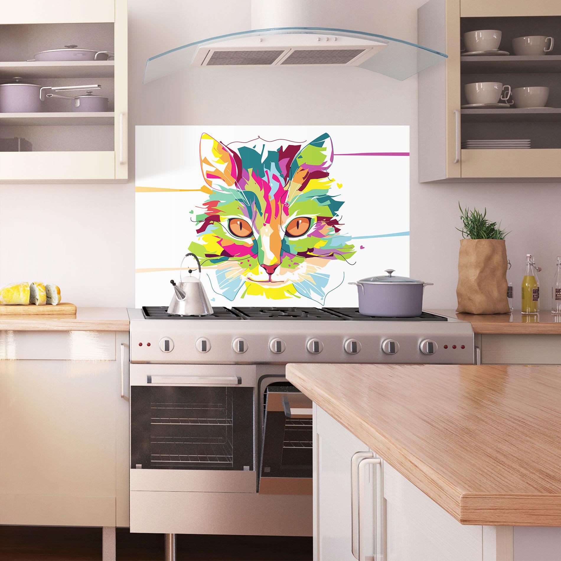 Стъклен панел за кухня Cat Art Close Up mockup 1