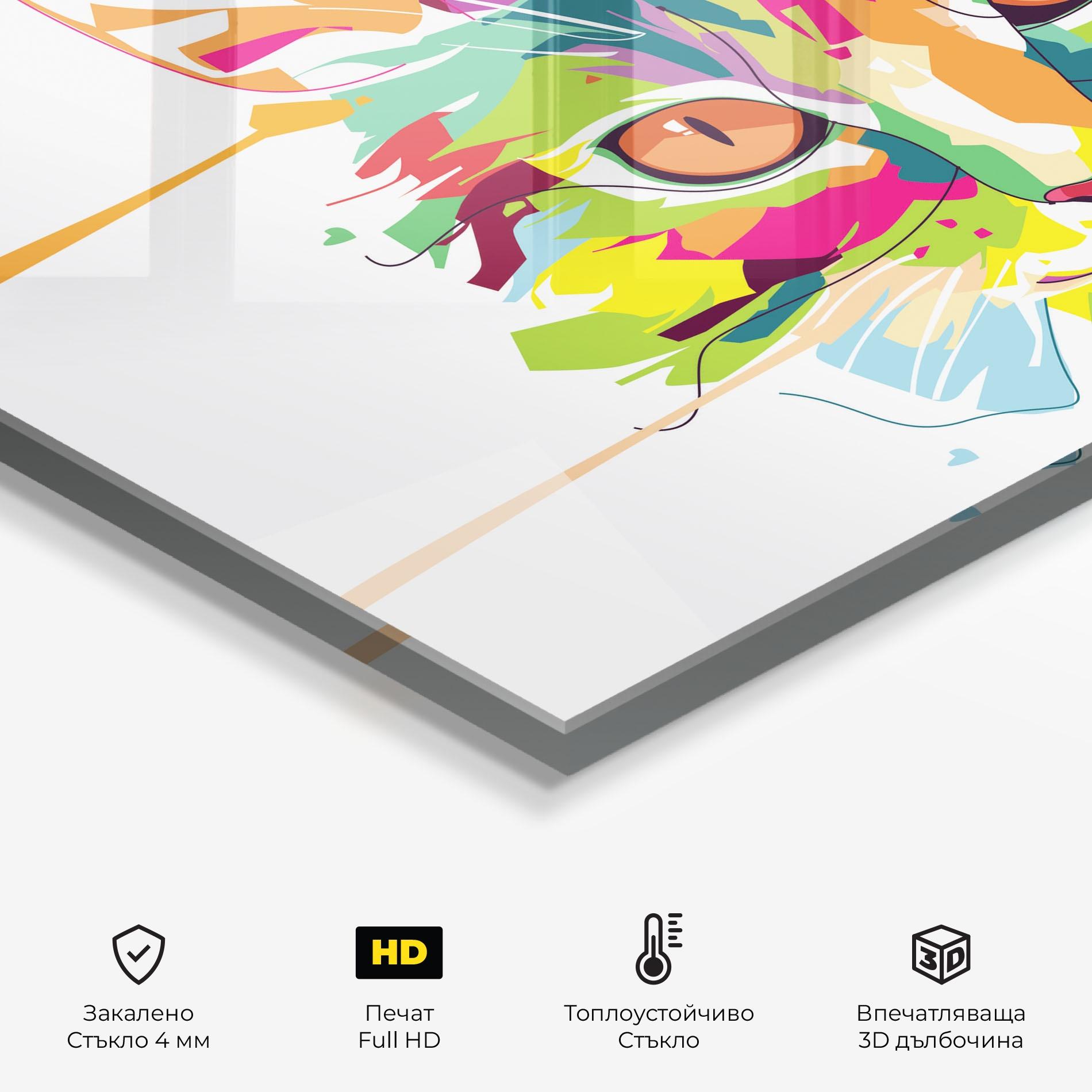 Стъклен панел за кухня Cat Art Close Up mockup 2