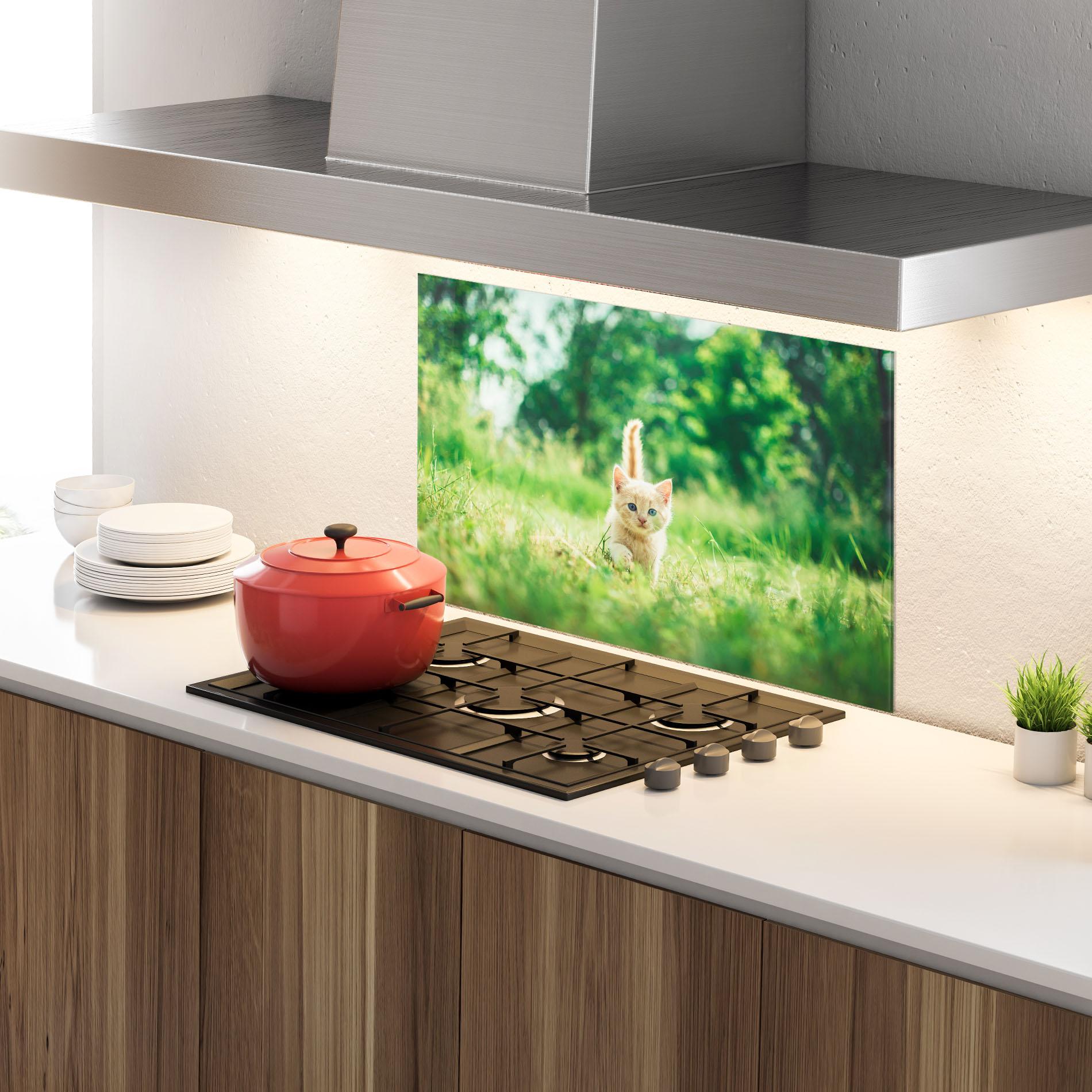 Стъклен панел за кухня Little Cute Cat mockup 4