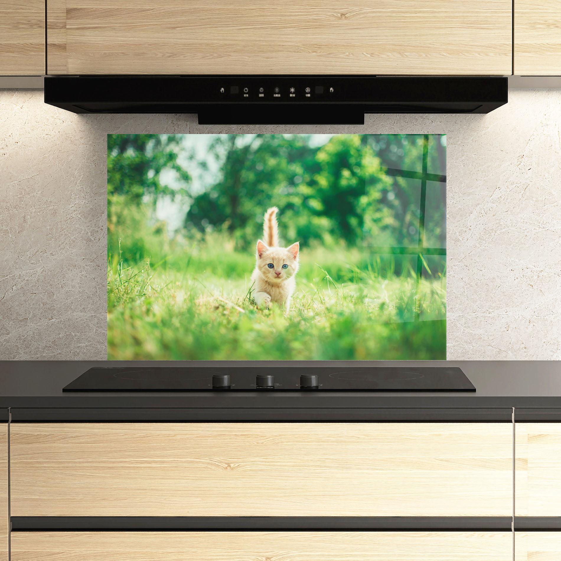 Стъклен панел за кухня Little Cute Cat mockup 3