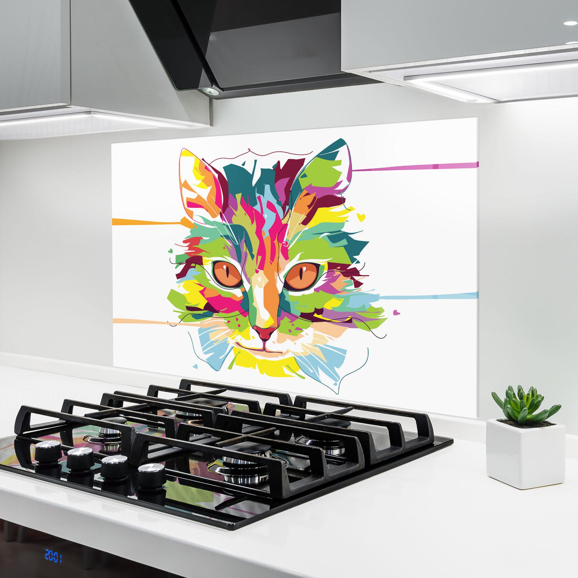Стъклен панел за кухня Cat Art Close Up mockup 6