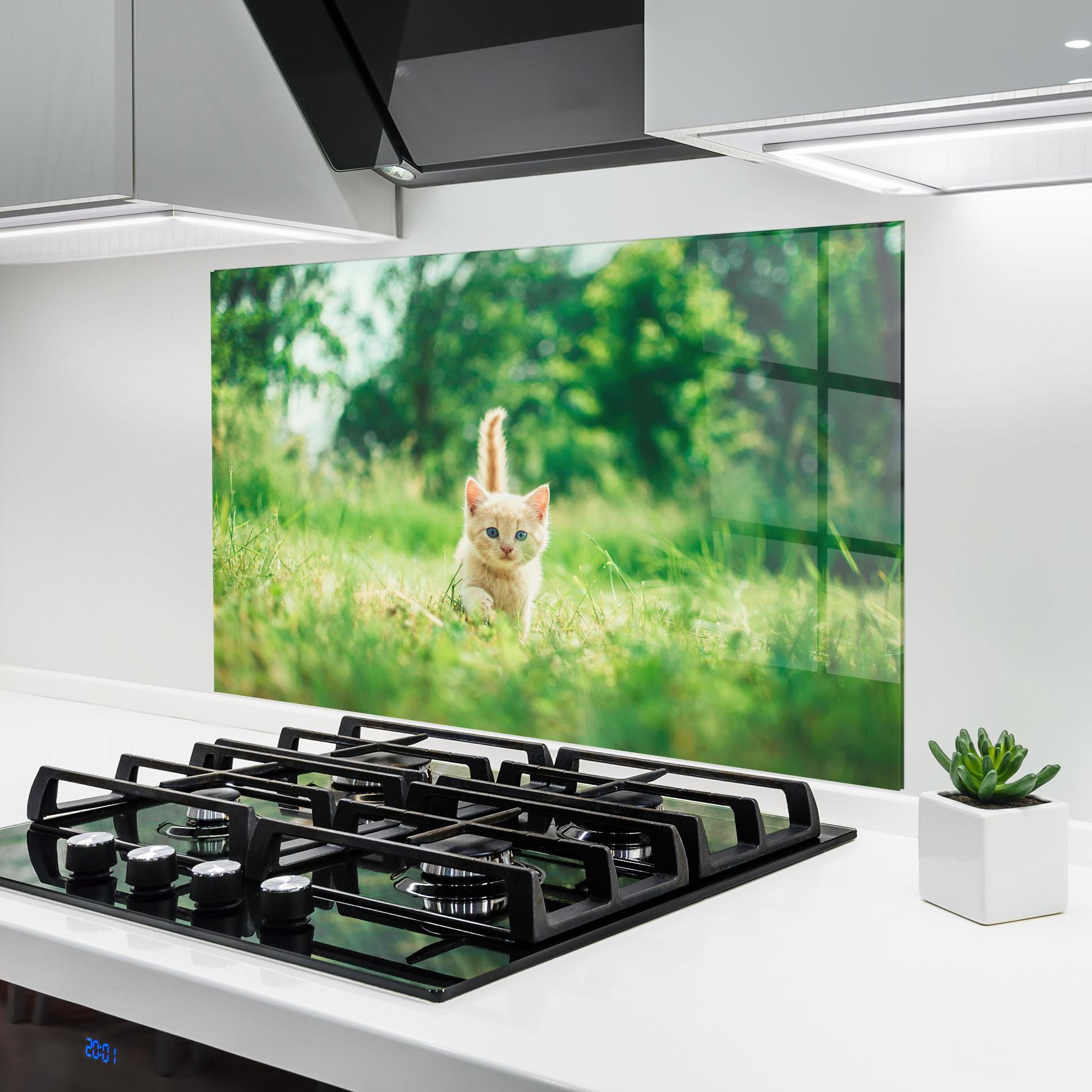 Стъклен панел за кухня Little Cute Cat mockup 6