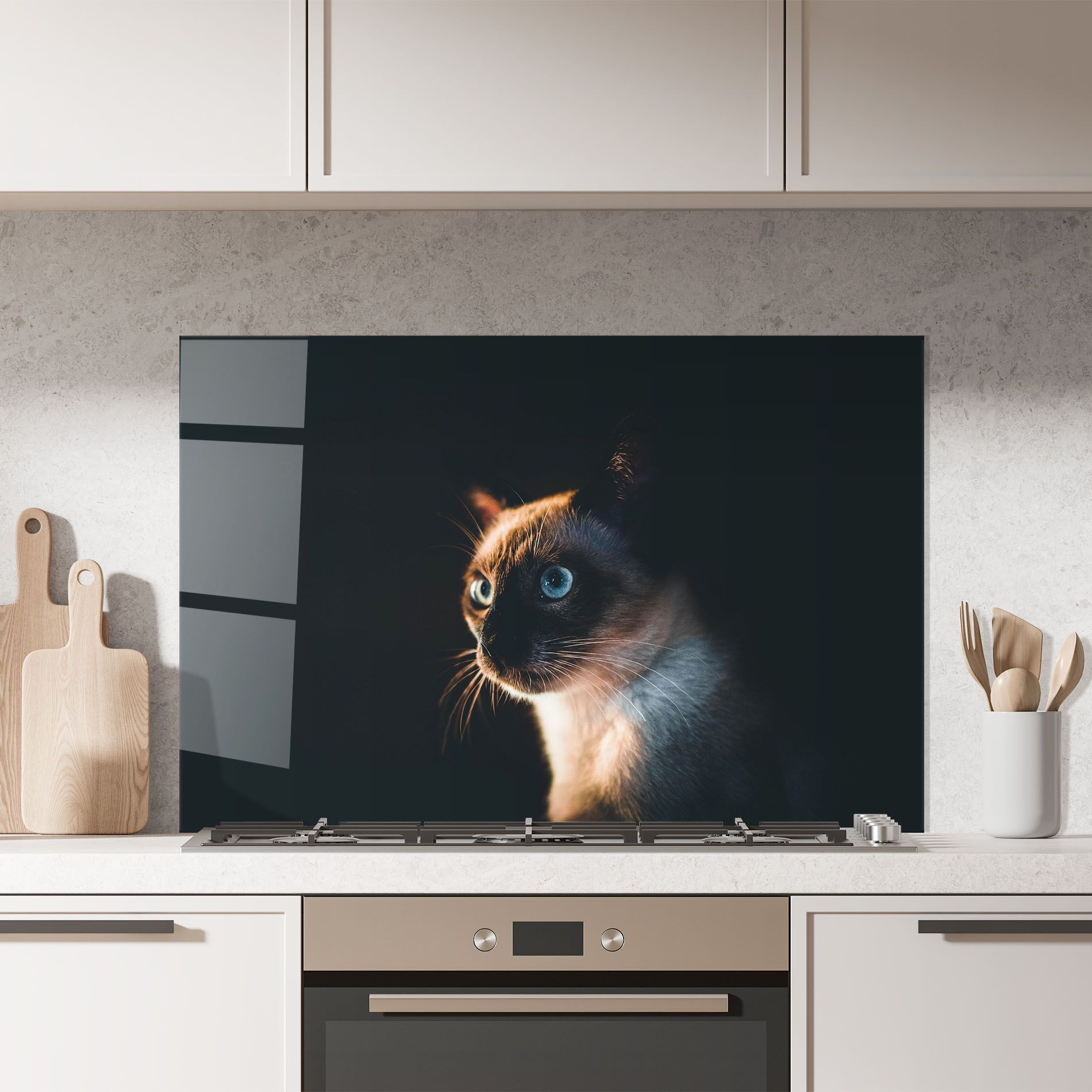 Blue Eyes Cat In Dark mockup 7
