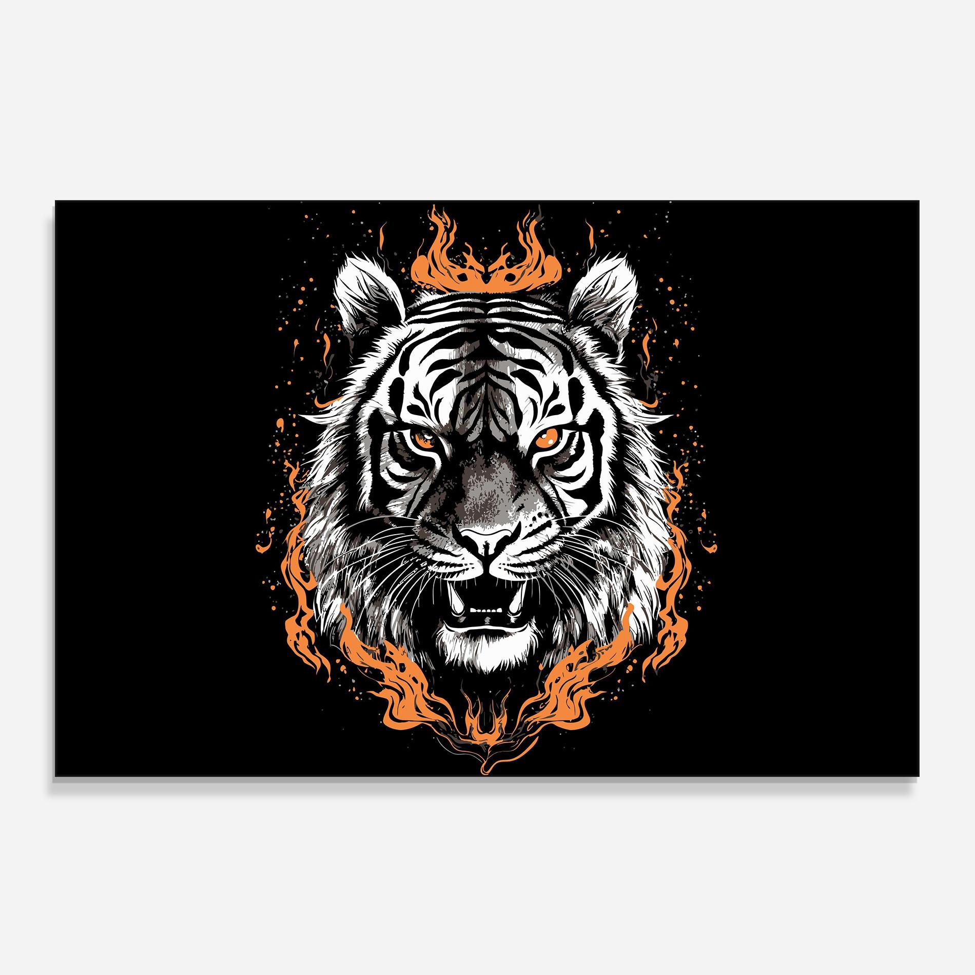 Стъклен панел за кухня Fire Tiger mockup 0