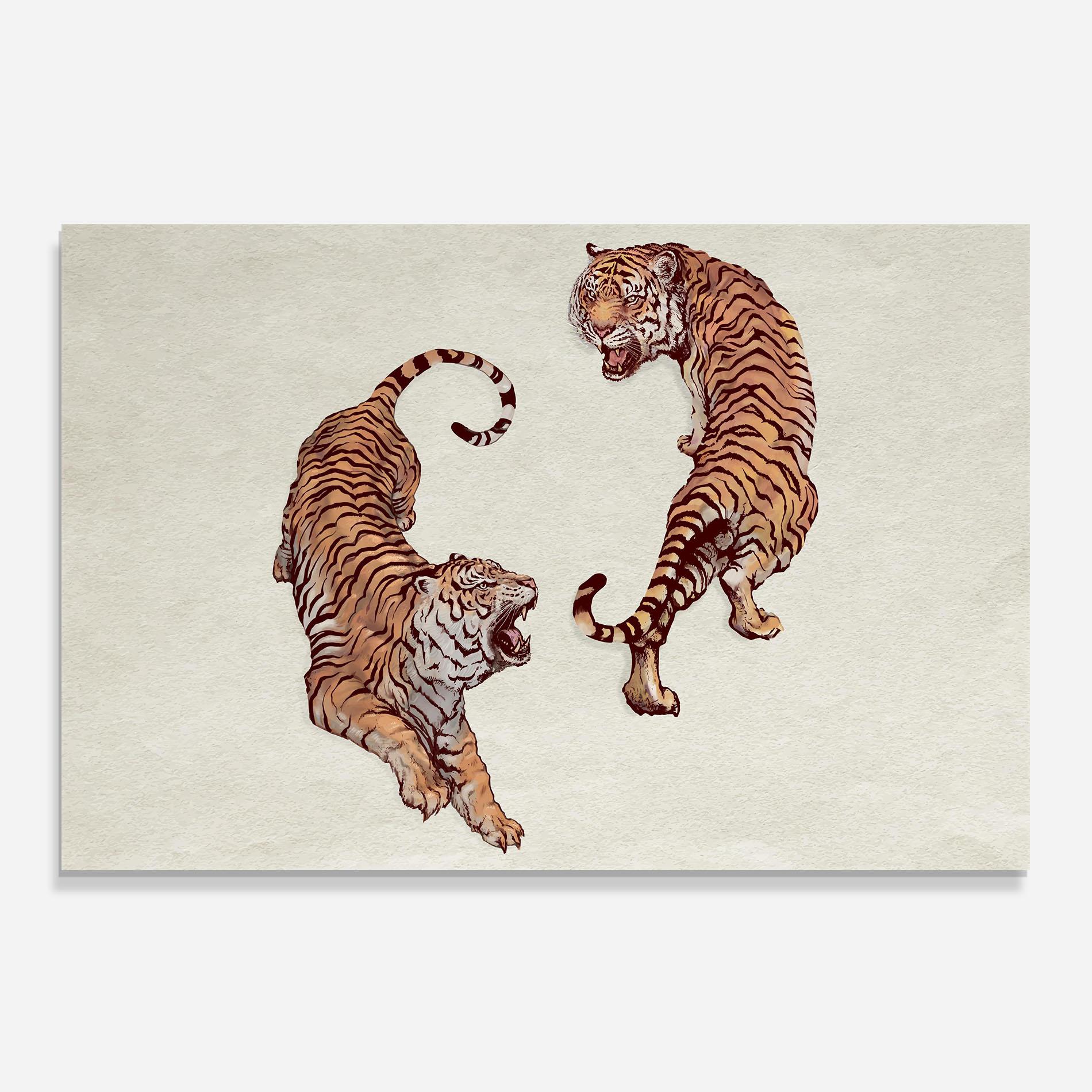 Стъклен панел за кухня Tiger Fight mockup 0