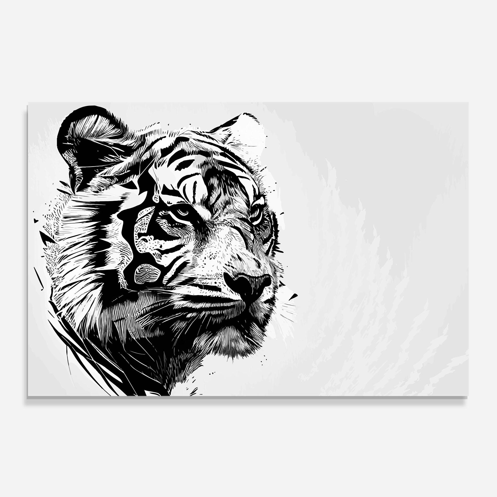 Стъклен панел за кухня Tiger On Grey mockup 0