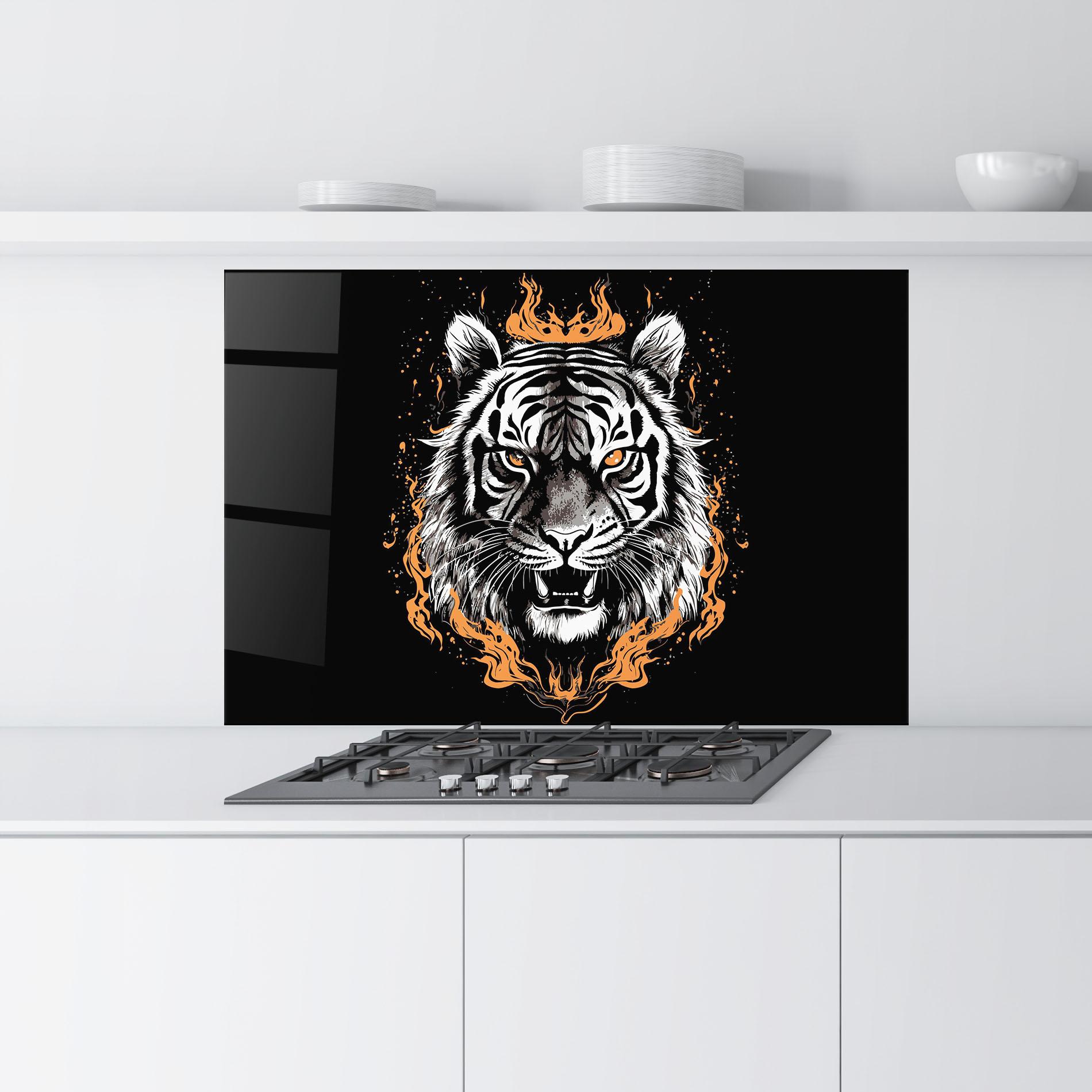 Стъклен панел за кухня Fire Tiger mockup 9