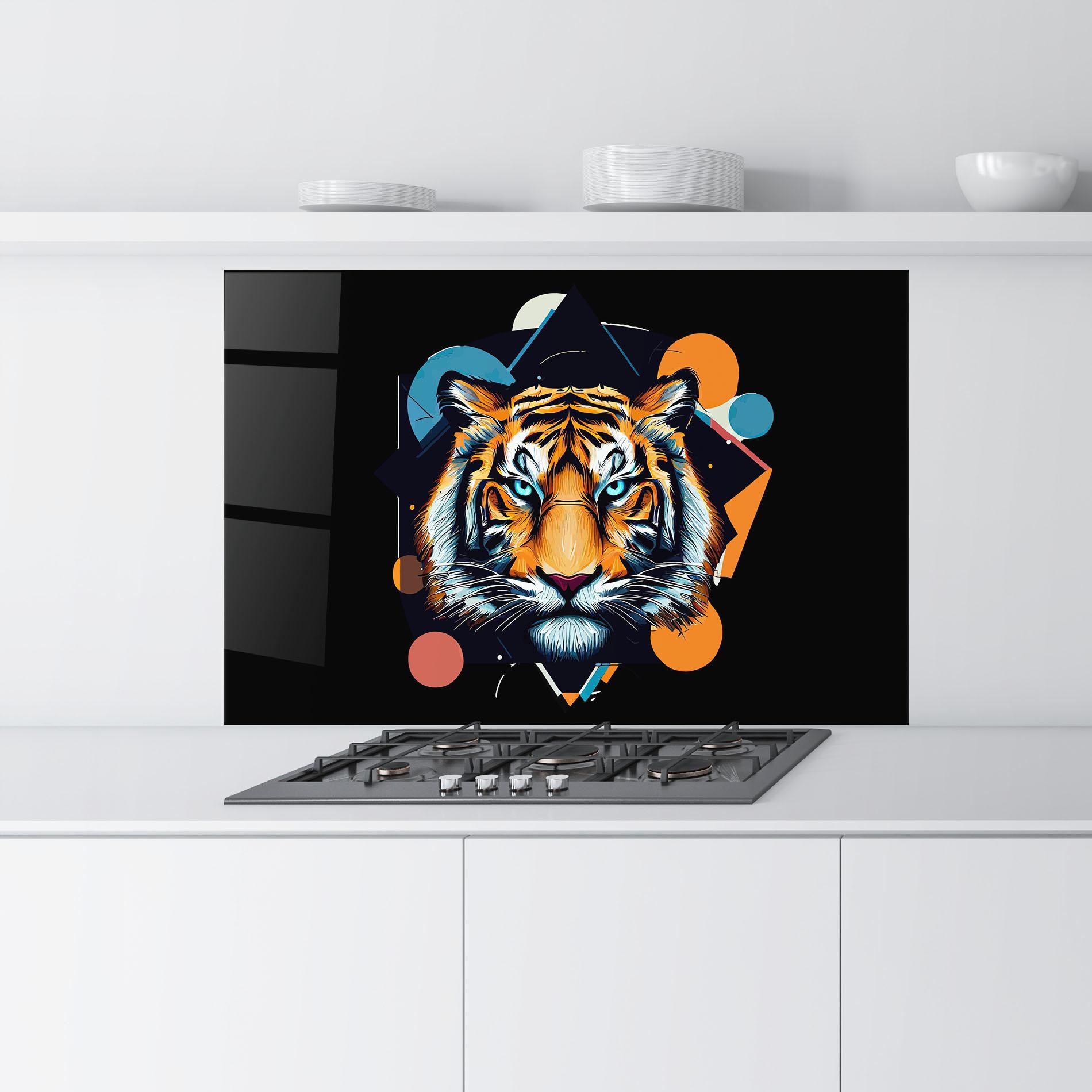 Стъклен панел за кухня Geometric Tiger mockup 9