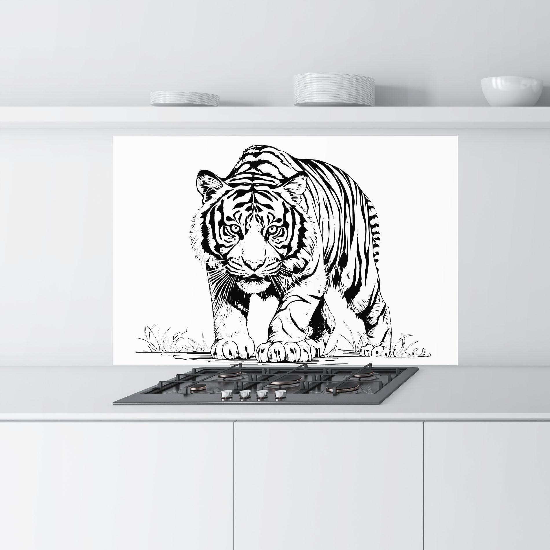 Стъклен панел за кухня Silent Tiger mockup 9