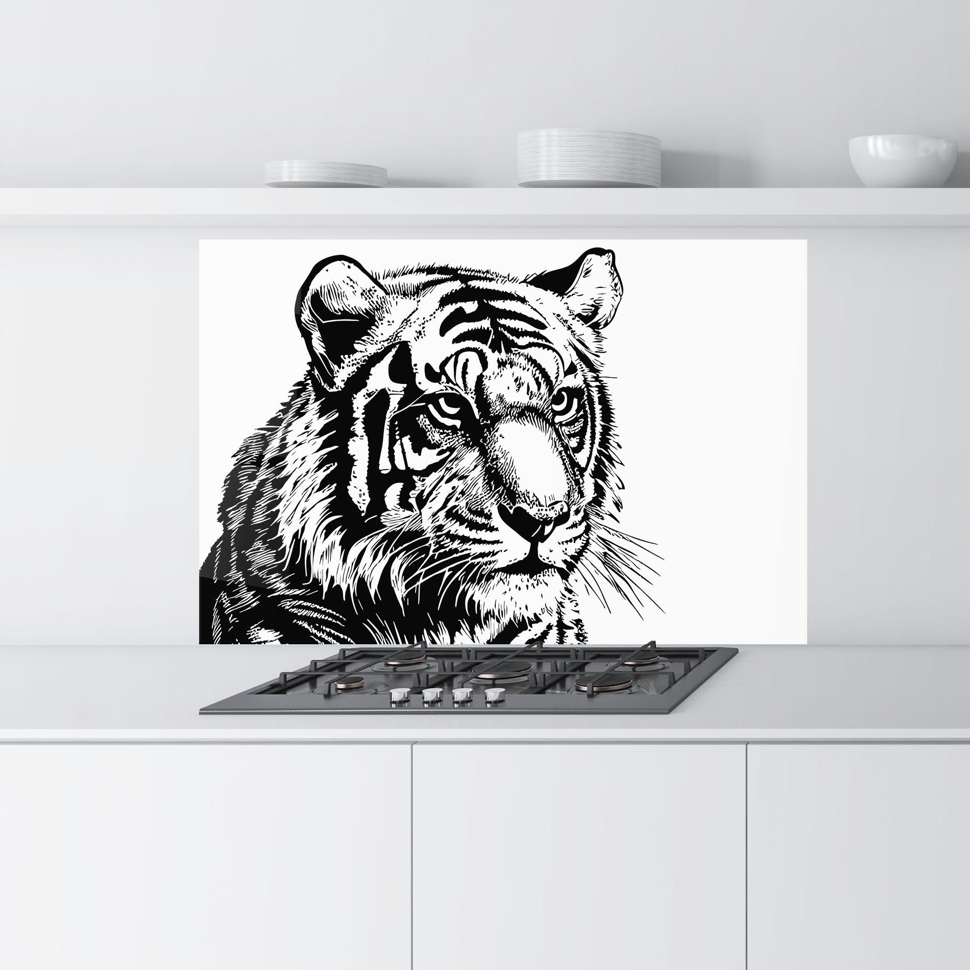 Стъклен панел за кухня Tiger Head mockup 9