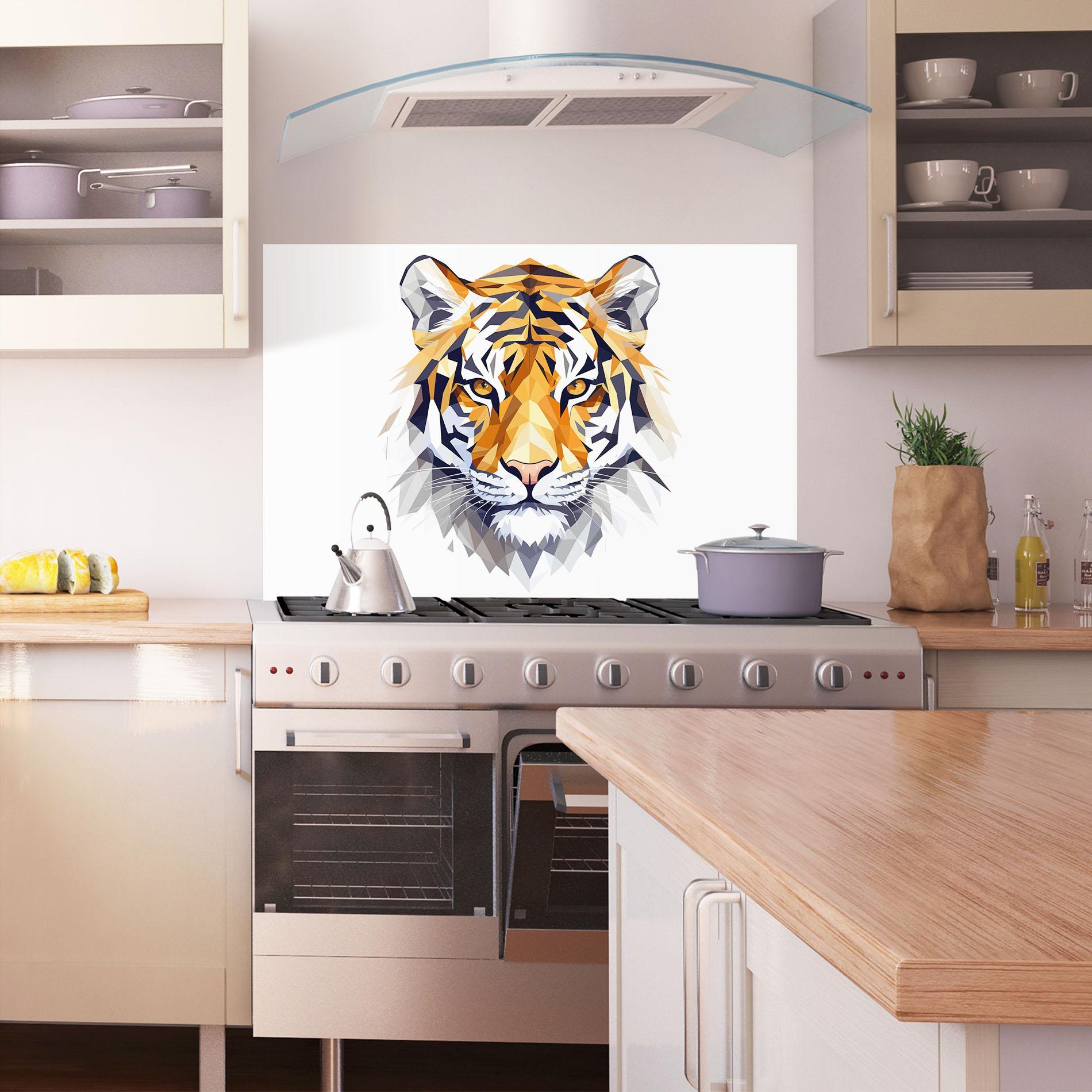 Стъклен панел за кухня Beautifu Tiger Portrait mockup 1