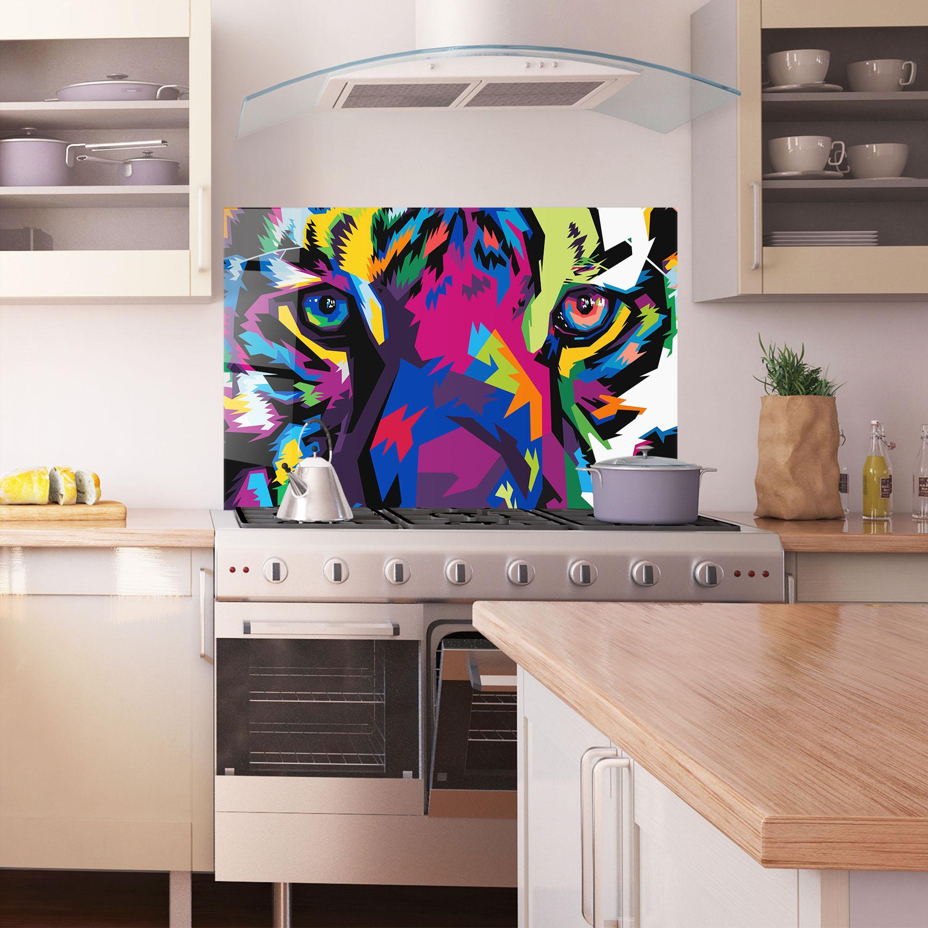 Стъклен панел за кухня Colourul Tiger Eyes mockup 1
