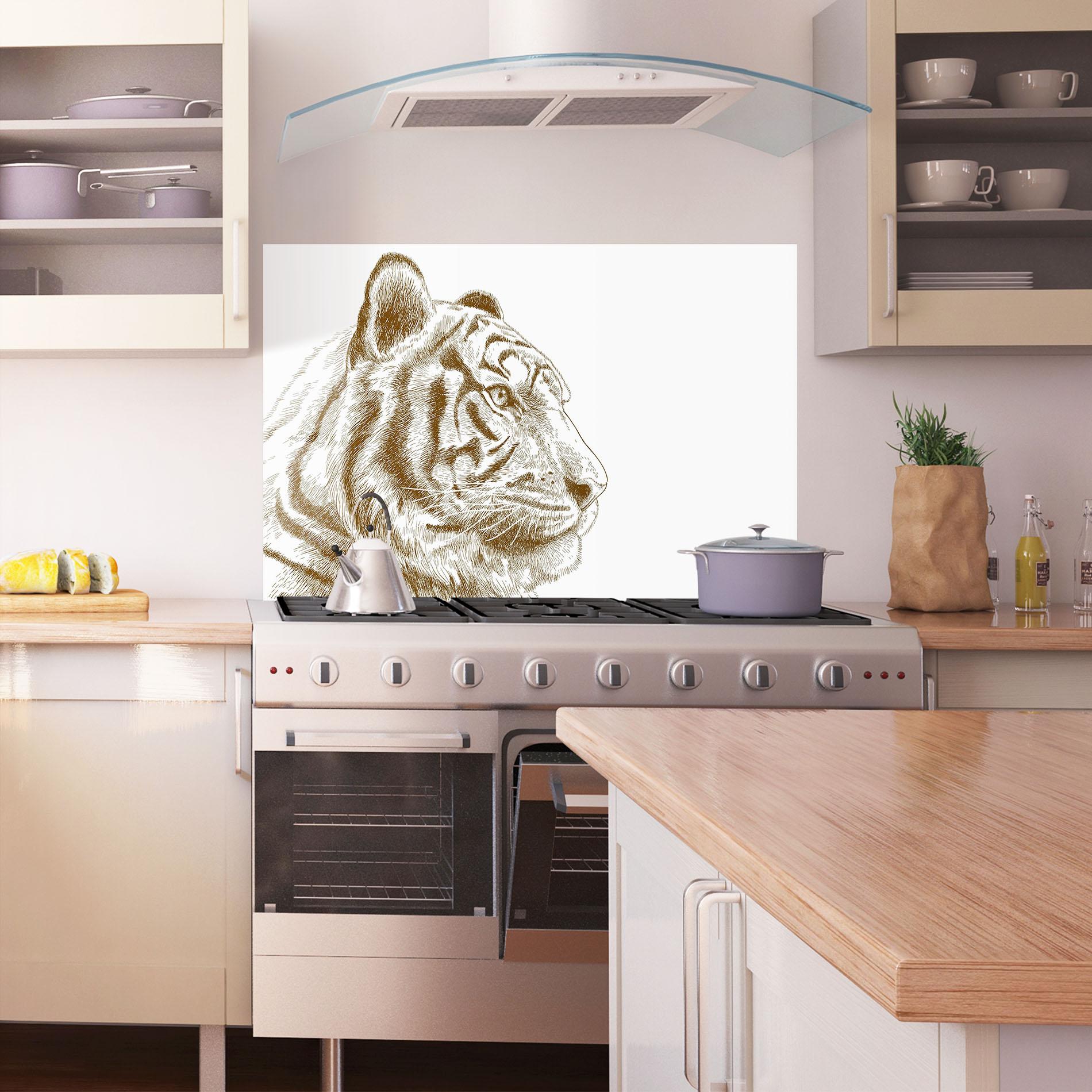 Стъклен панел за кухня Tigerf Brown Head mockup 1