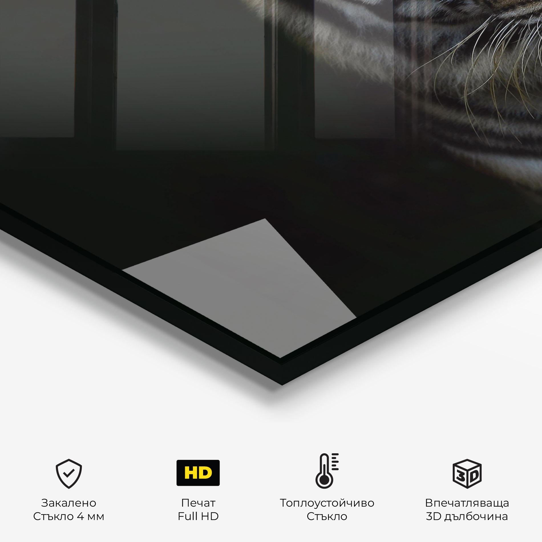 Стъклен панел за кухня Close Up Tiger mockup 2