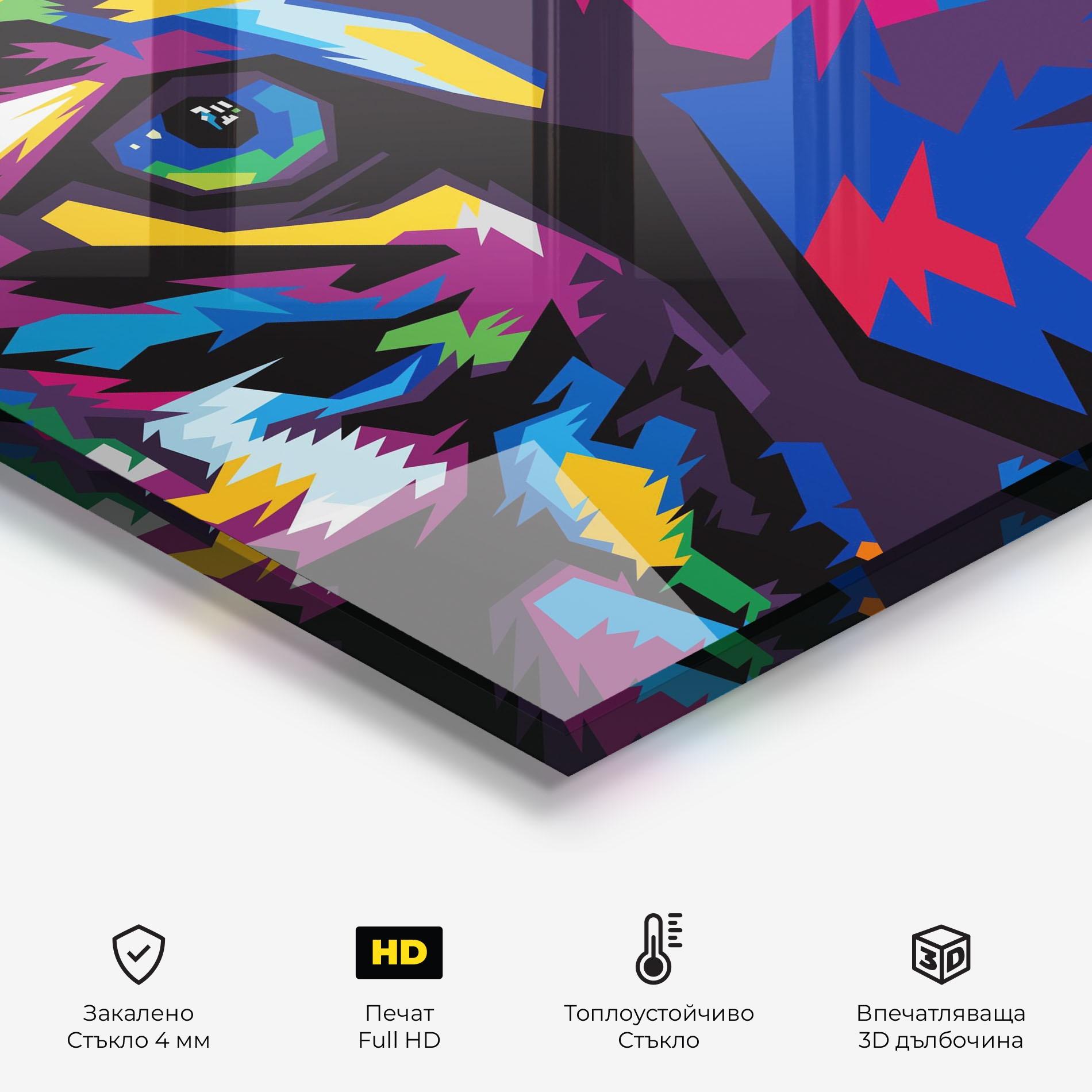 Стъклен панел за кухня Colourul Tiger Eyes mockup 2