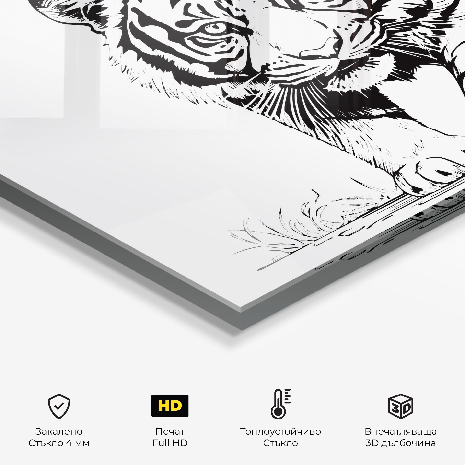 Стъклен панел за кухня Silent Tiger mockup 2