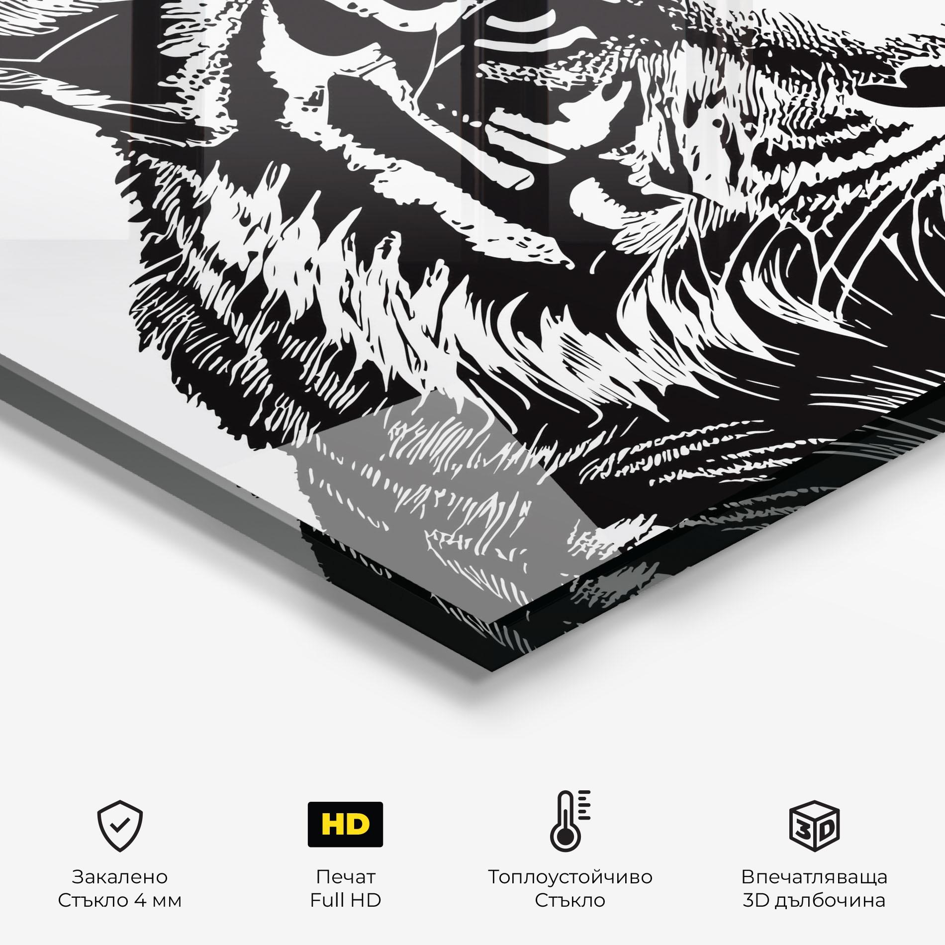 Стъклен панел за кухня Tiger Head mockup 2