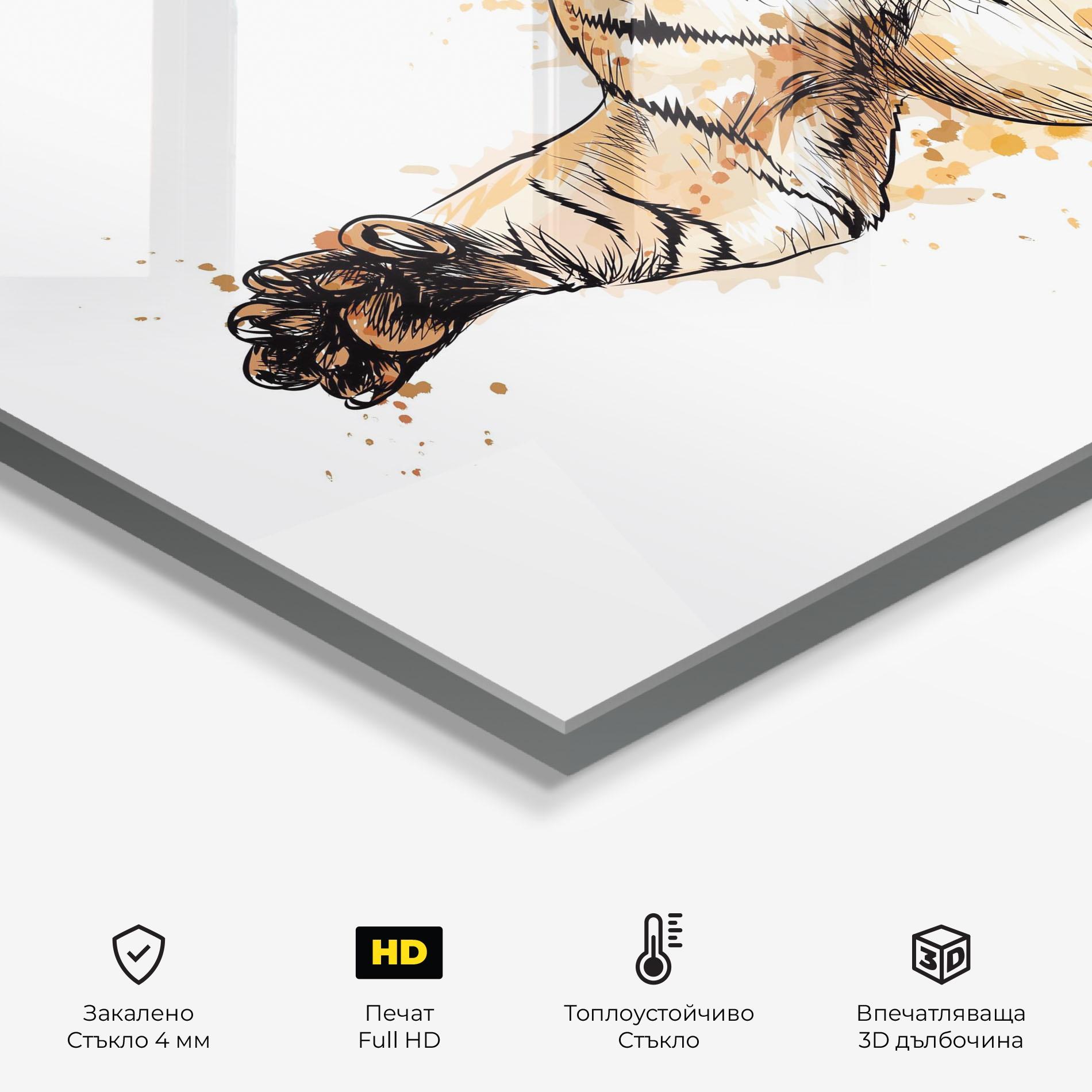 Стъклен панел за кухня Tiger Jump mockup 2