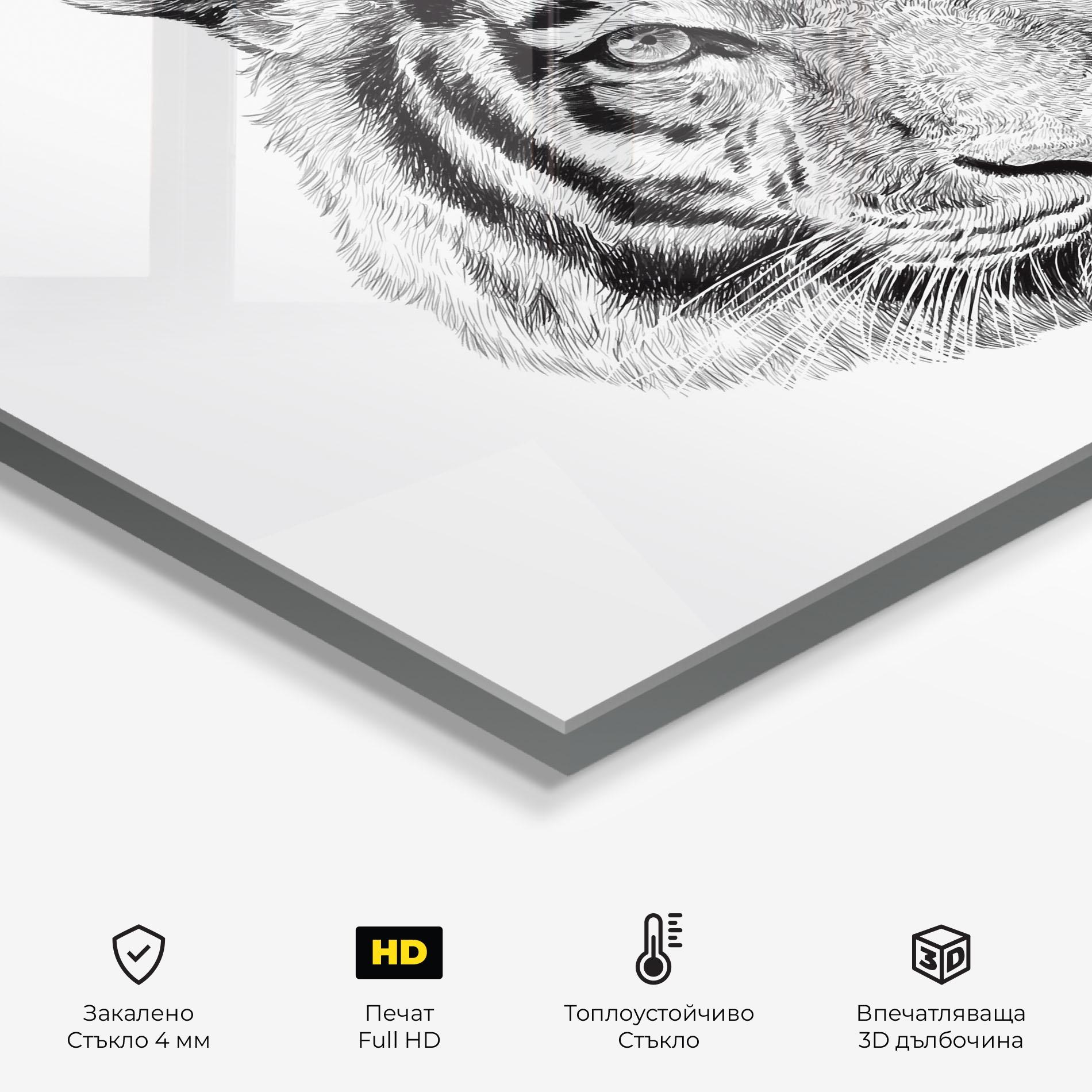 Стъклен панел за кухня Tiger Line Head mockup 2