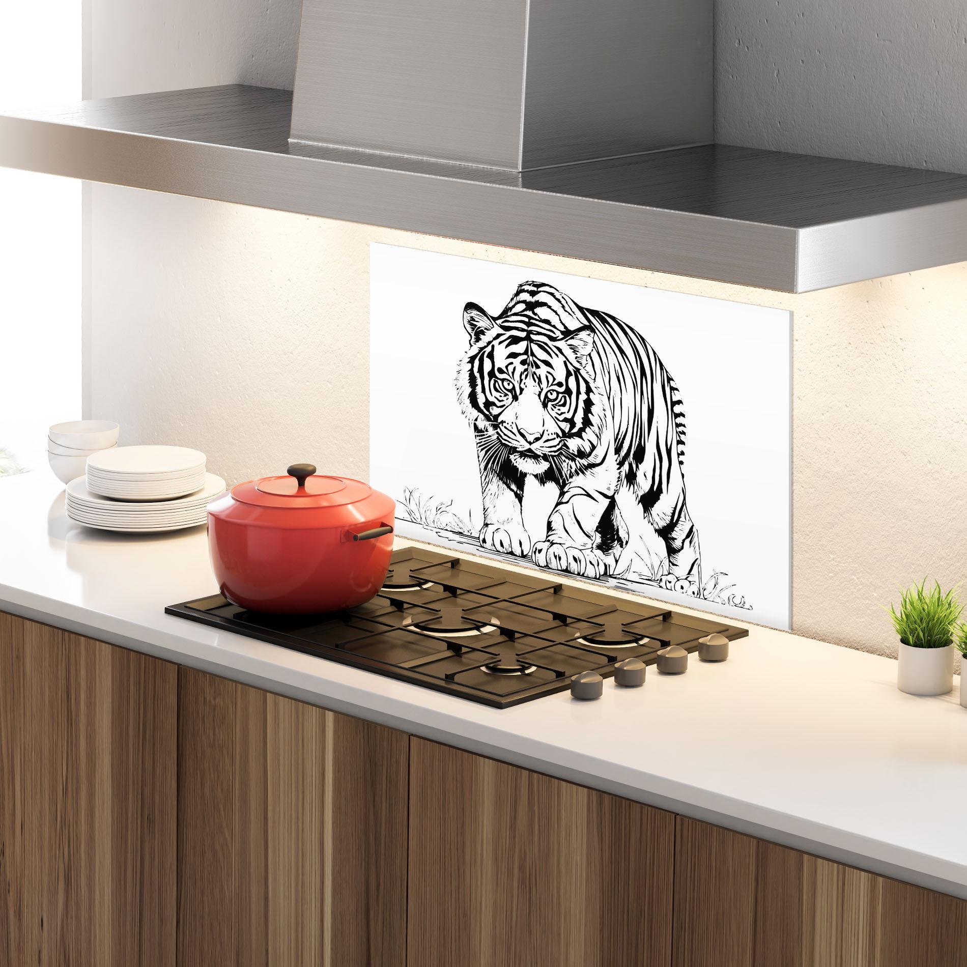 Стъклен панел за кухня Silent Tiger mockup 4