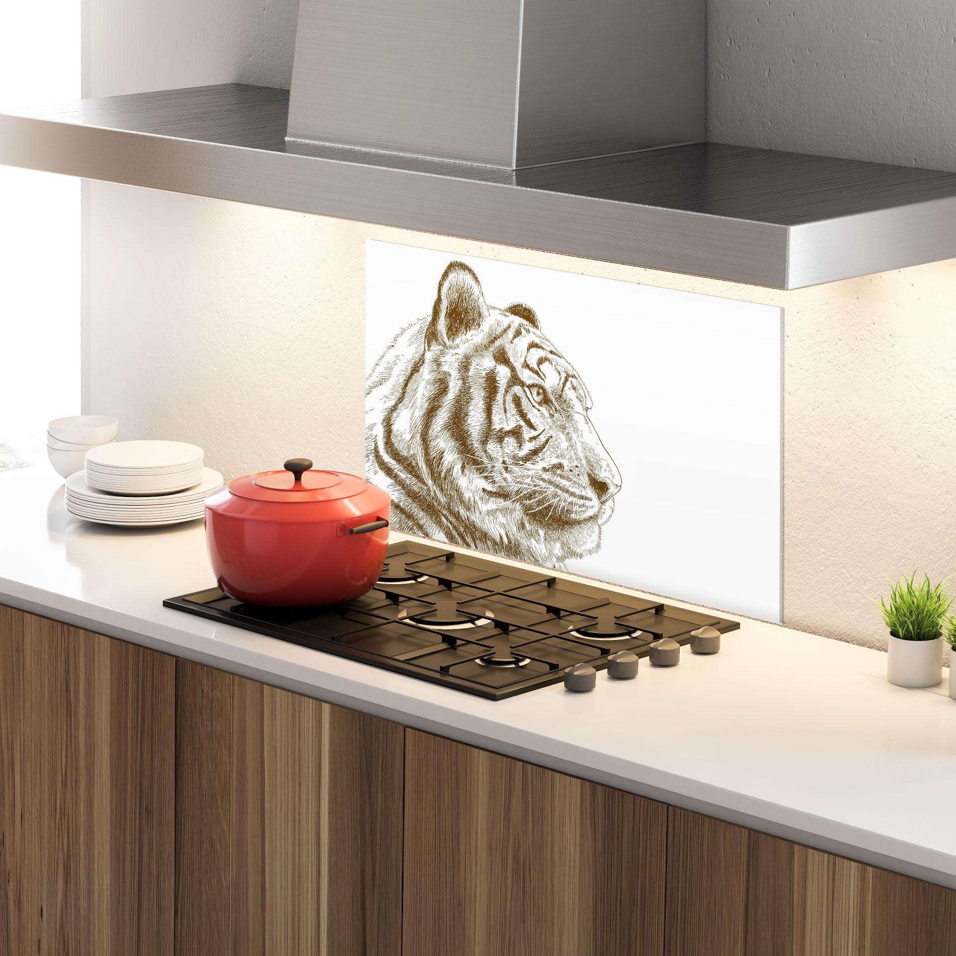 Стъклен панел за кухня Tigerf Brown Head mockup 4