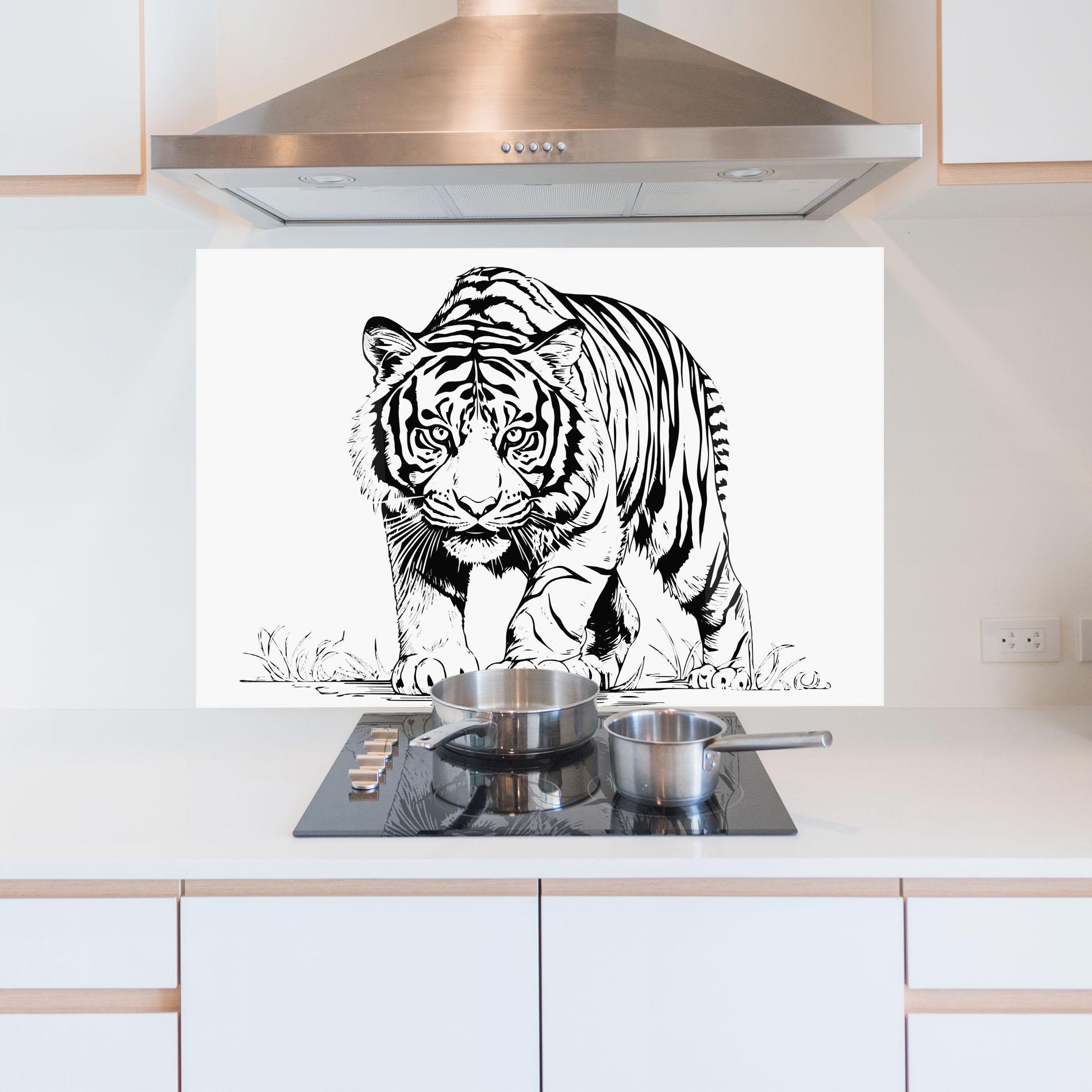 Стъклен панел за кухня Silent Tiger mockup 5