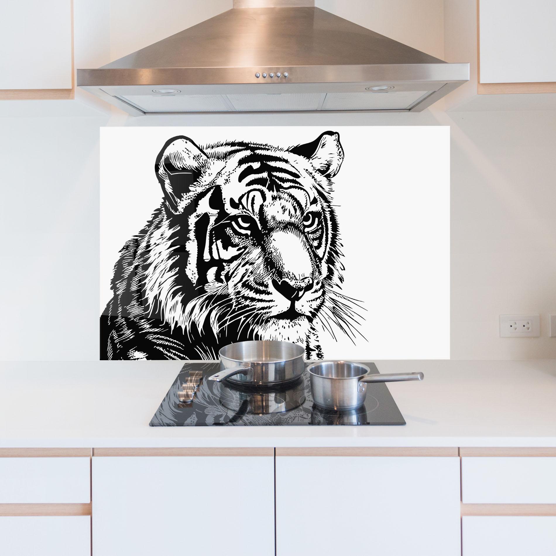 Стъклен панел за кухня Tiger Head mockup 5