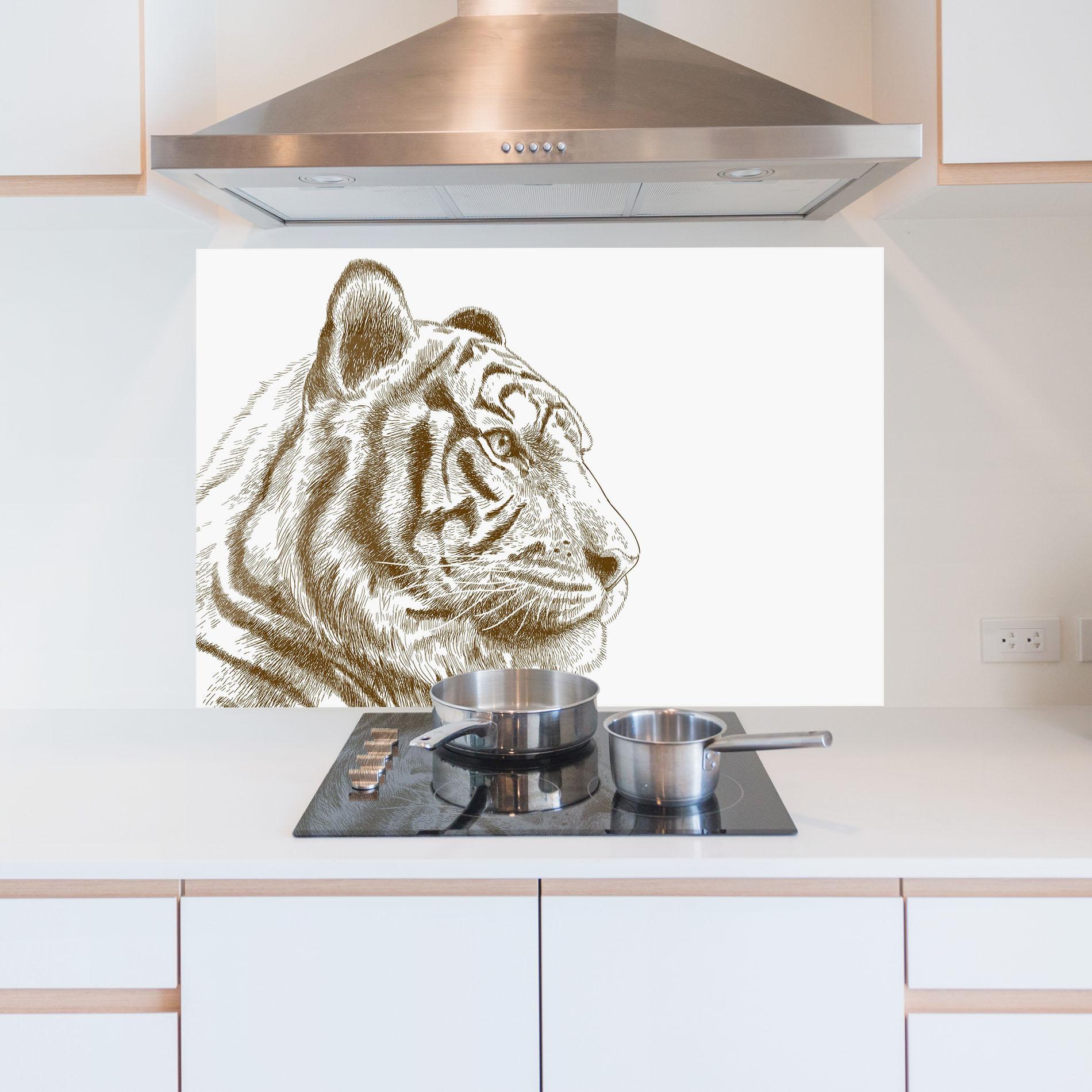 Стъклен панел за кухня Tigerf Brown Head mockup 5