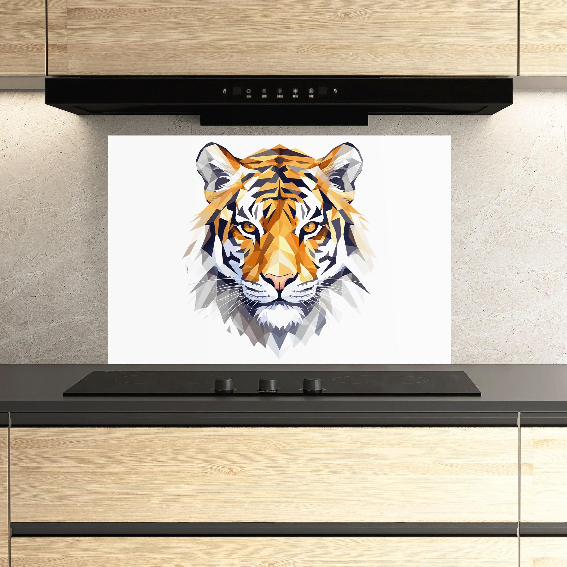Стъклен панел за кухня Beautifu Tiger Portrait mockup 3