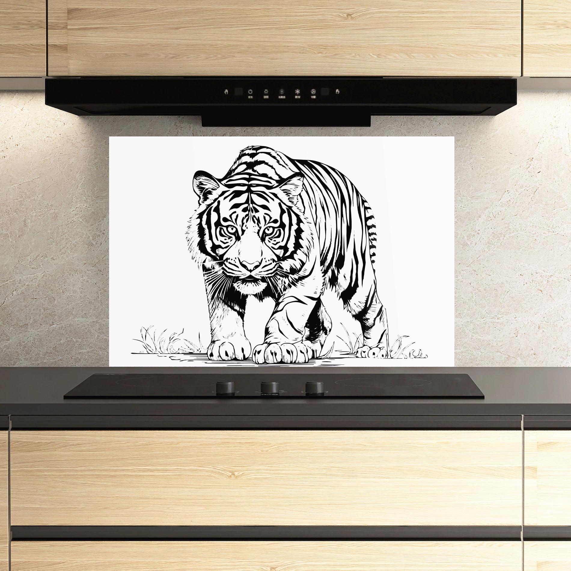 Стъклен панел за кухня Silent Tiger mockup 3
