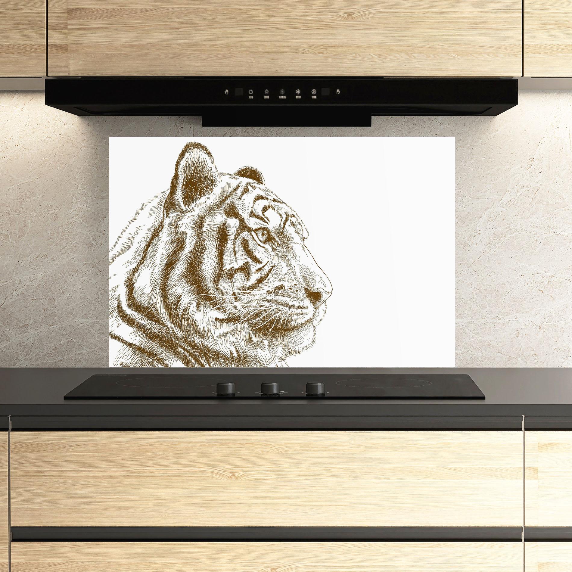 Стъклен панел за кухня Tigerf Brown Head mockup 3